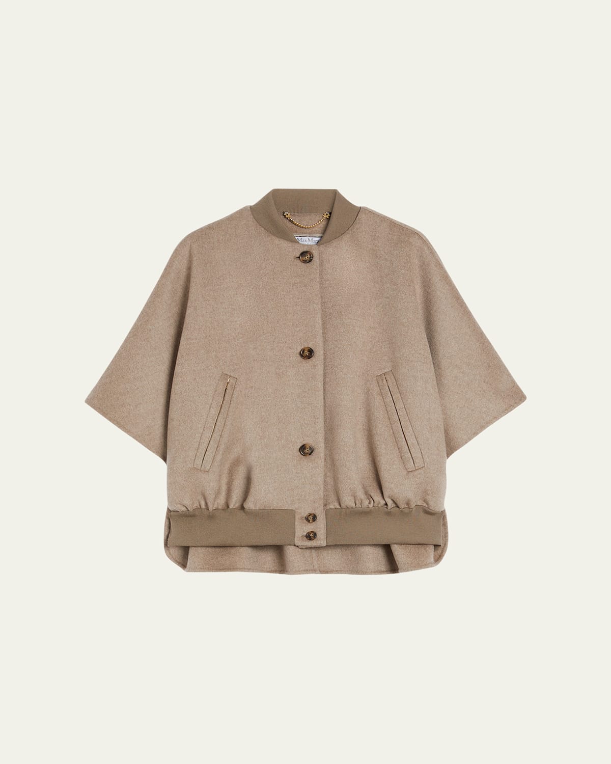 Max Mara Leticia Cashmere Button-front Cape In Sand