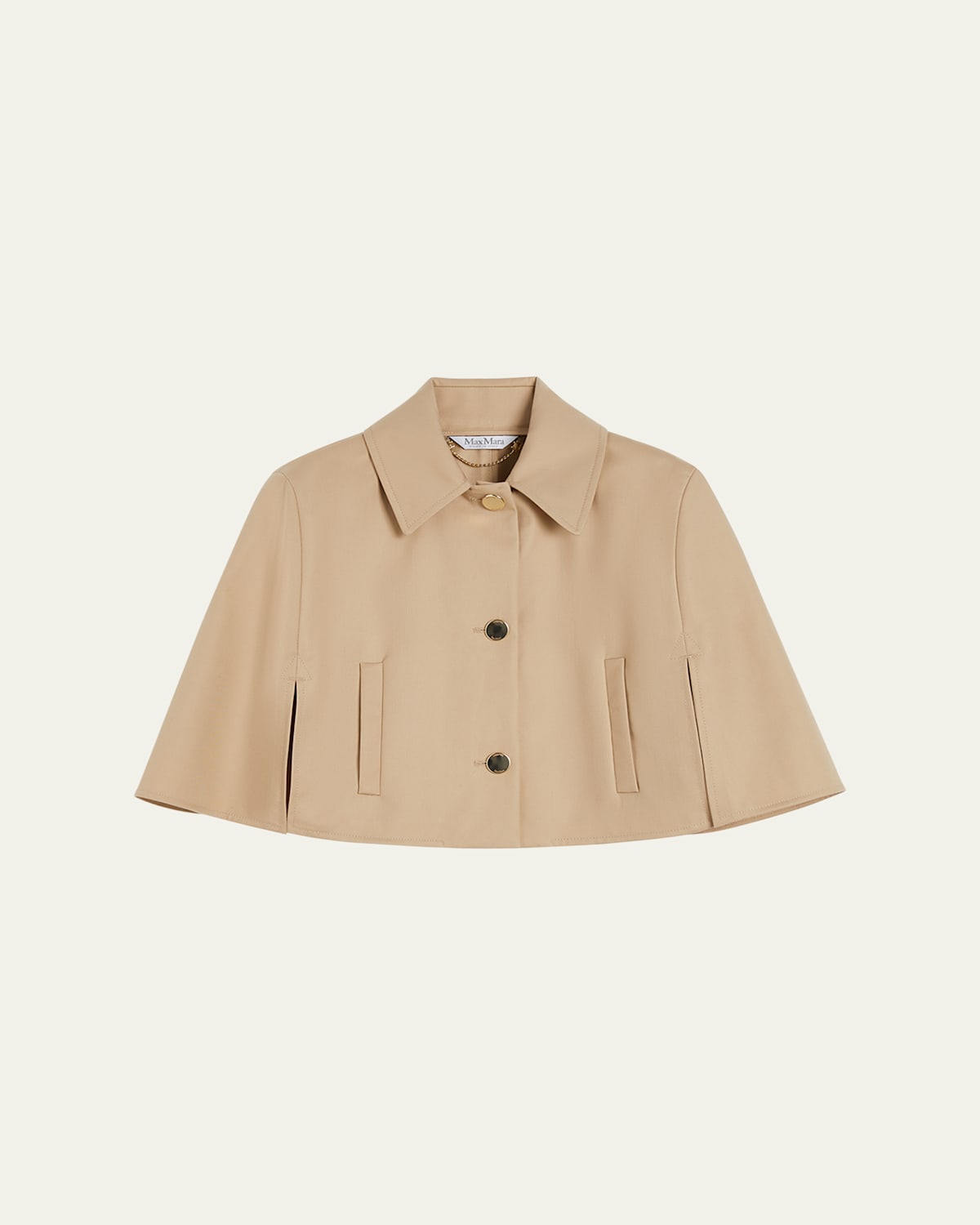 Max Mara Padre Cropped Water-repellent Cotton Cloak In Sand