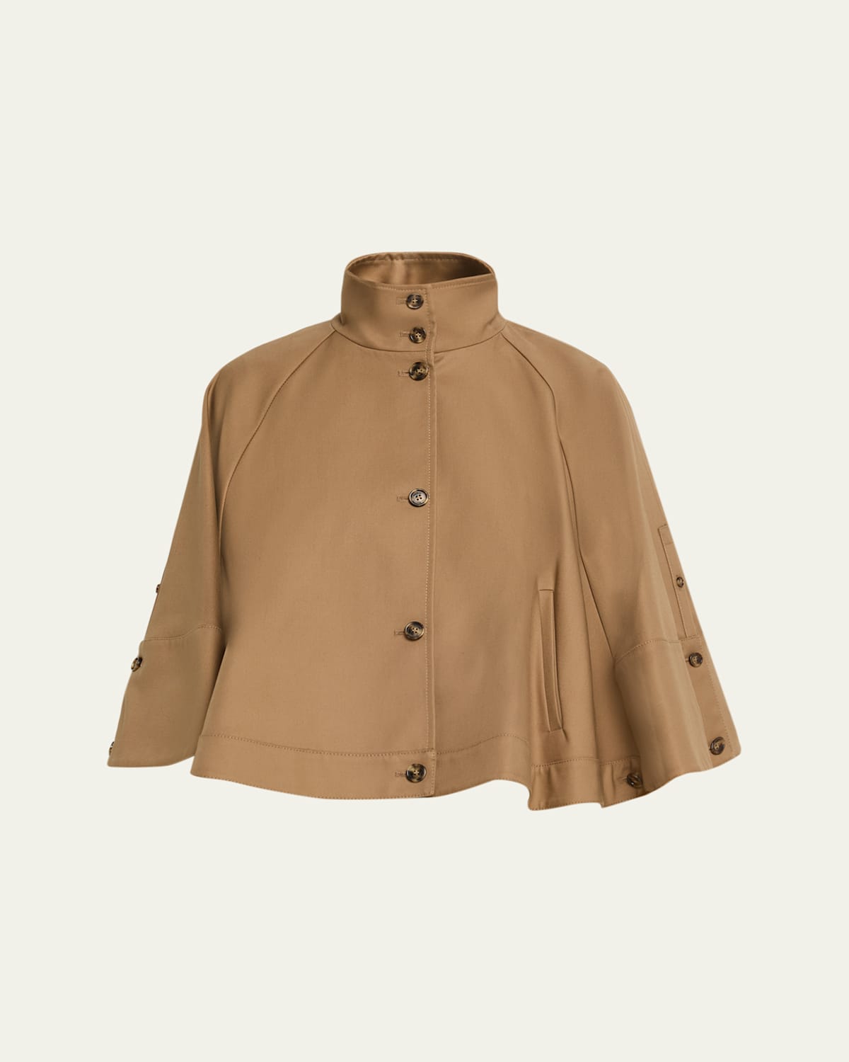 Max Mara Fulcro Single-breasted Cotton Gabardine Cape In Brown