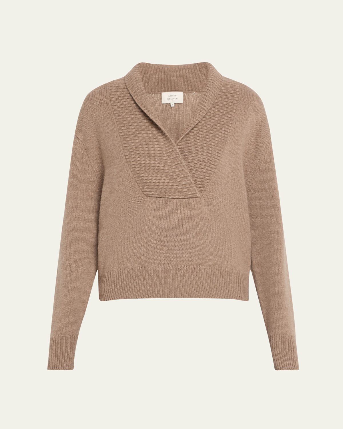 Loulou De Saison Makela Large V-neck Cashmere Sweater In Brown