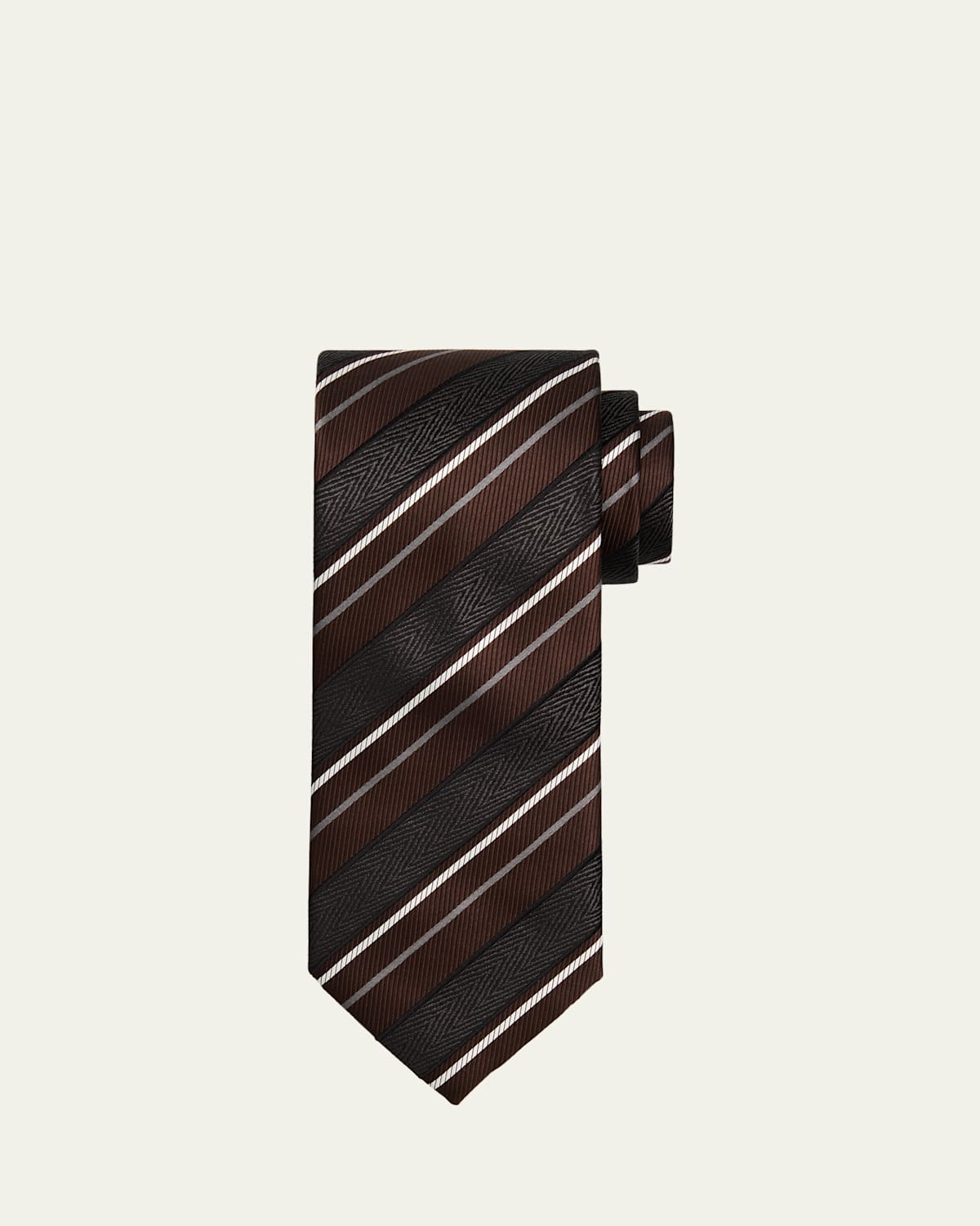 Brioni Men's Silk And Cotton Regimental Stripe Tie In Black