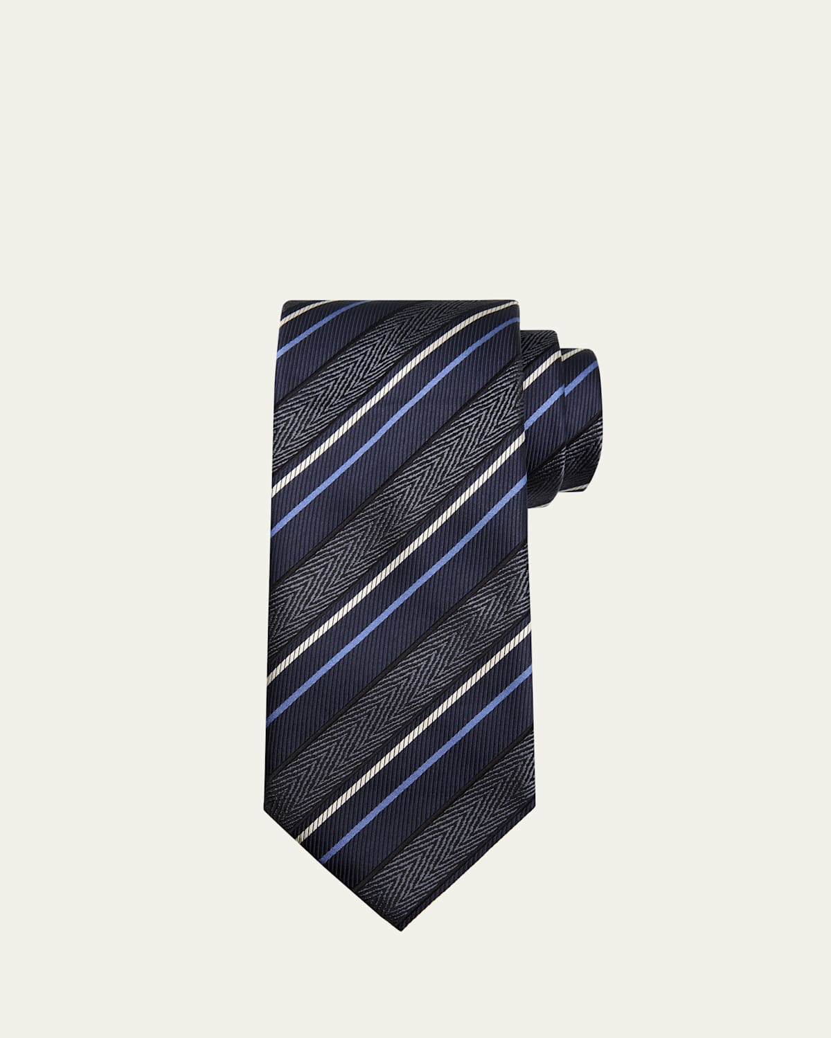 Brioni Men's Silk And Cotton Regimental Stripe Tie In Blue