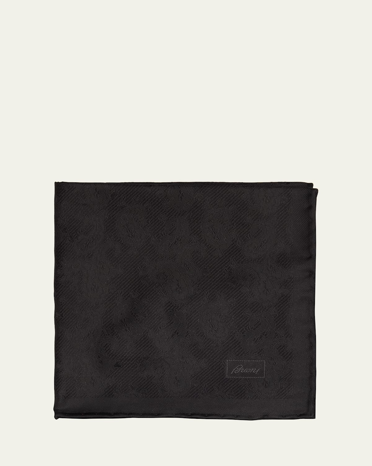 Brioni Men 's Solid Paisley Jacquard Silk Pocket Square