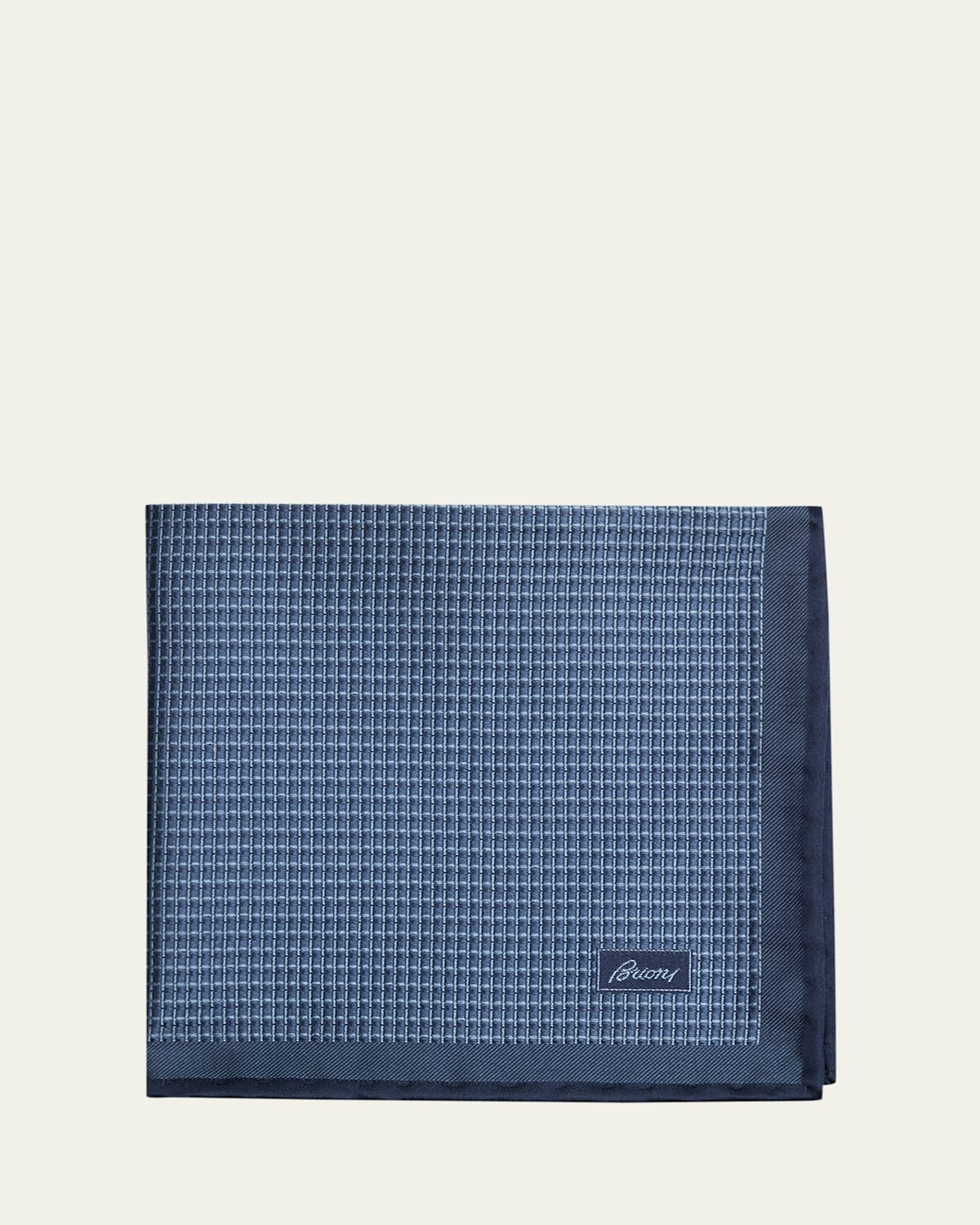 Brioni Men's Screen-print Silk Pocket Square In Blue