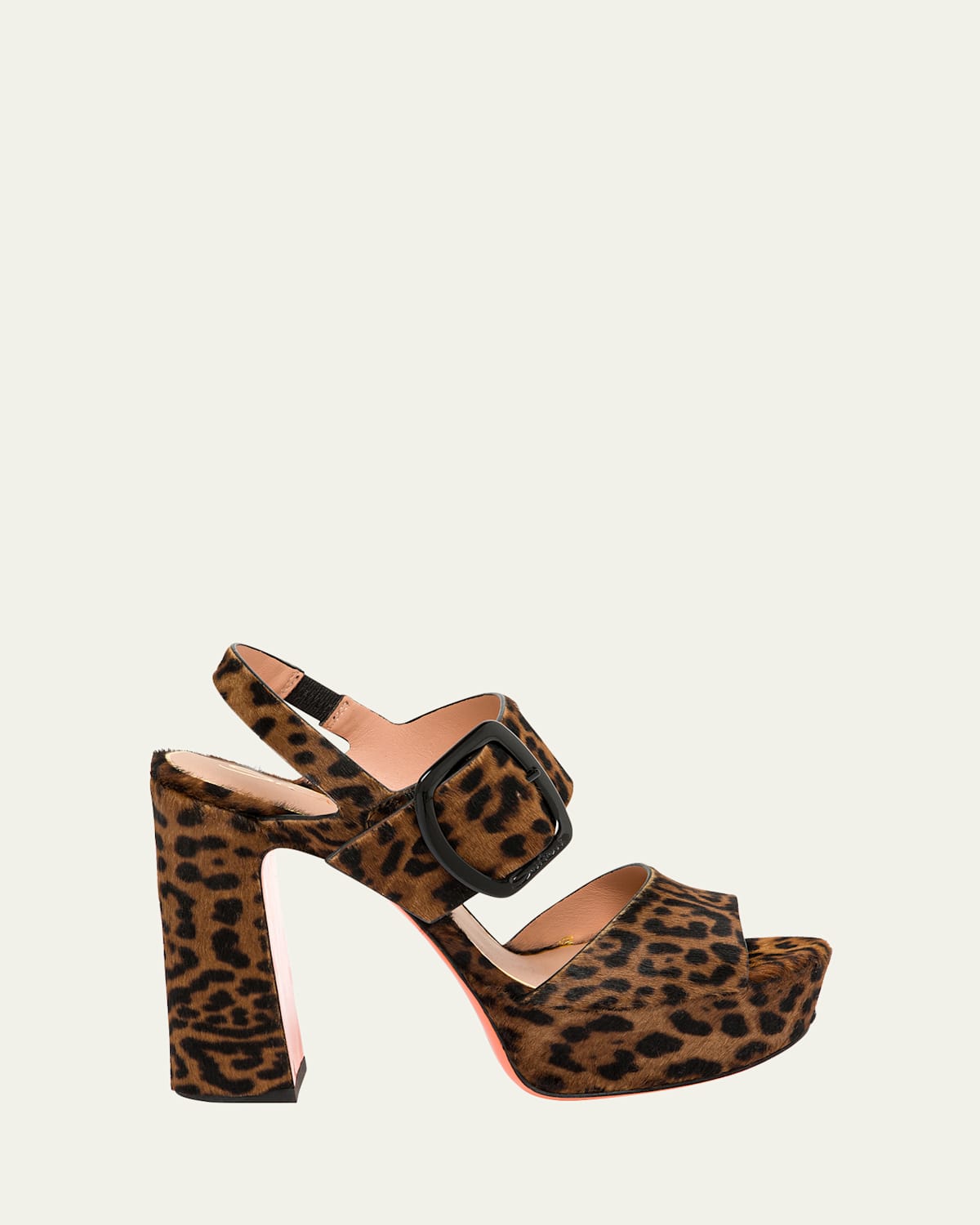 Santoni Bruxel Leopard-Print Calf Hair Platform Sandals