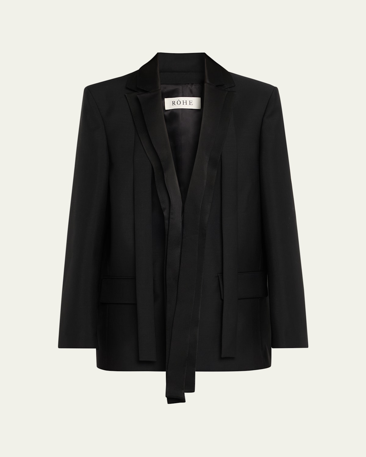 Rohe Deconstructed Satin Lapel Jacket In Black