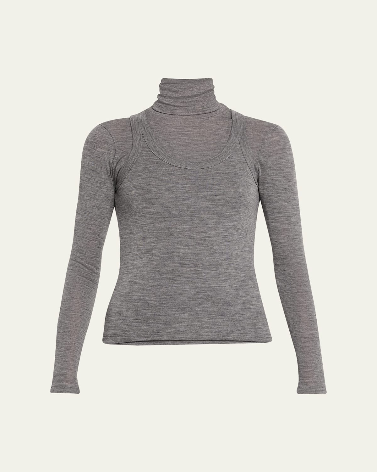 Rohe Double-layer Merino Jersey Turtleneck In Gray