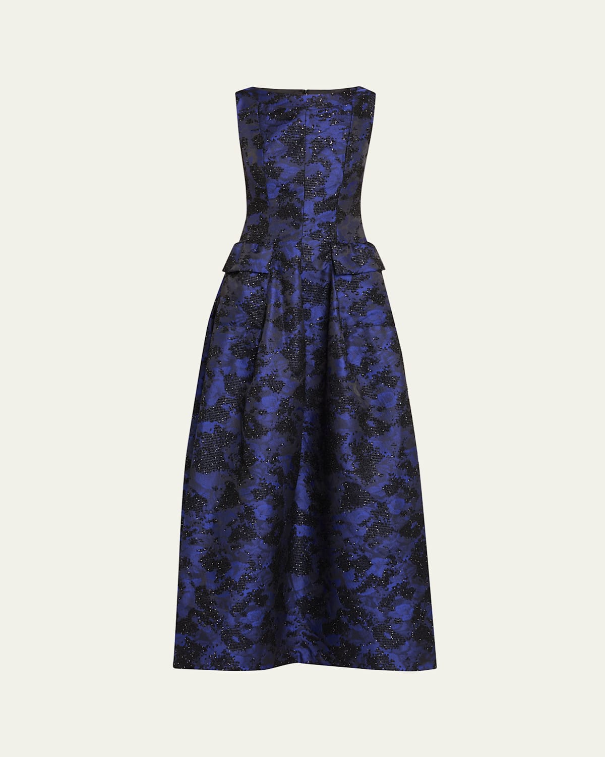 Sequin Cloud Jacquard High-Neck Evening Gown