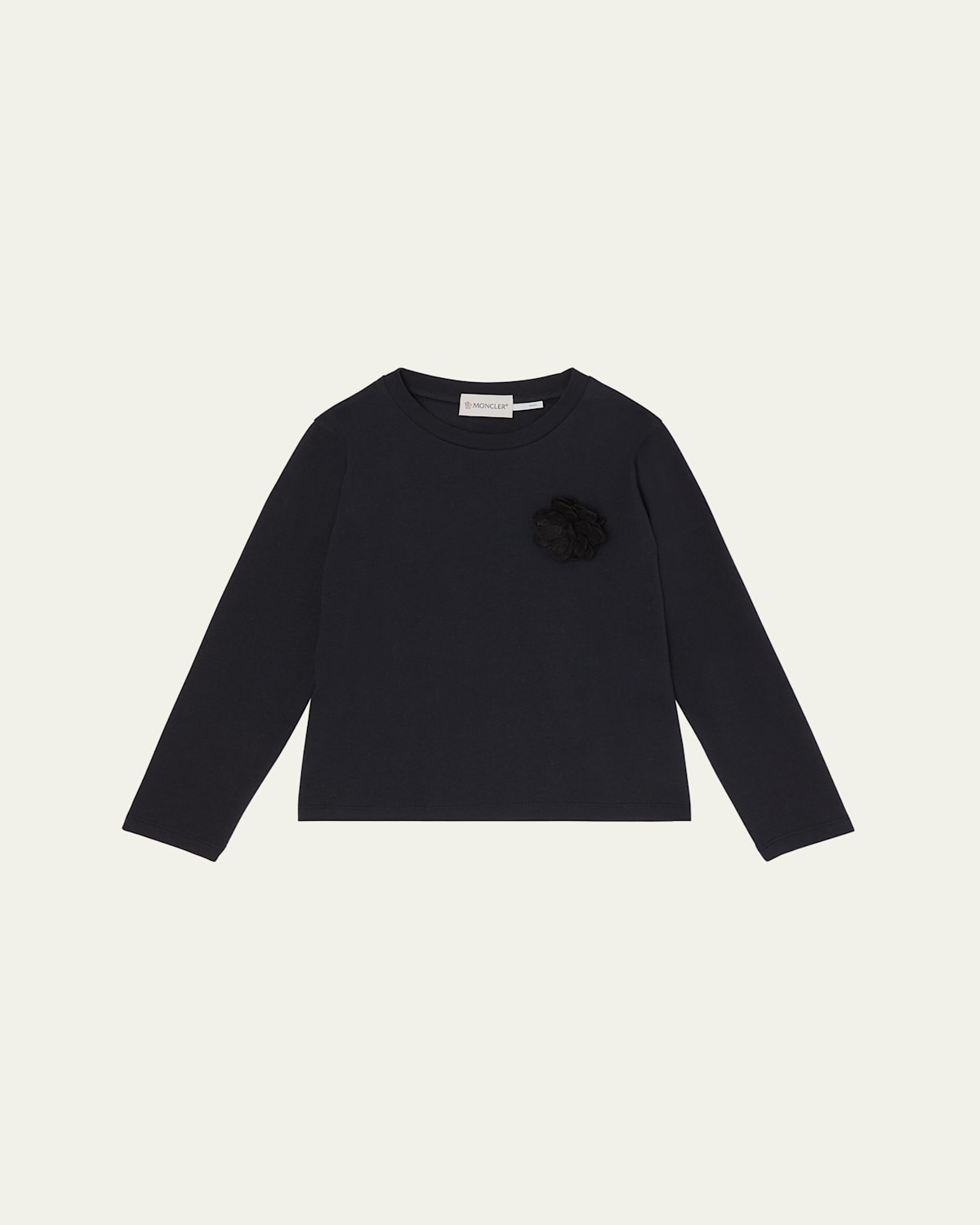 Moncler Kids' Girl's 3d Flower Long-sleeve T-shirt In Blue