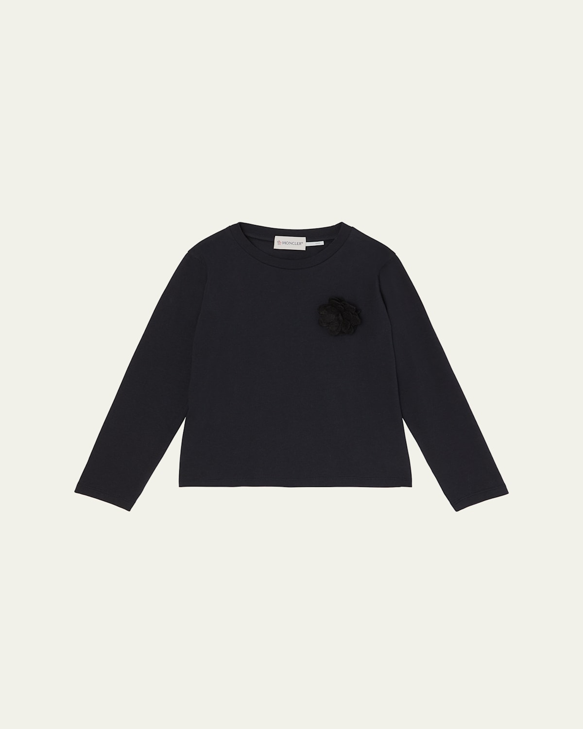 Moncler Kids' Girl's 3d Flower Long-sleeve T-shirt In Blue