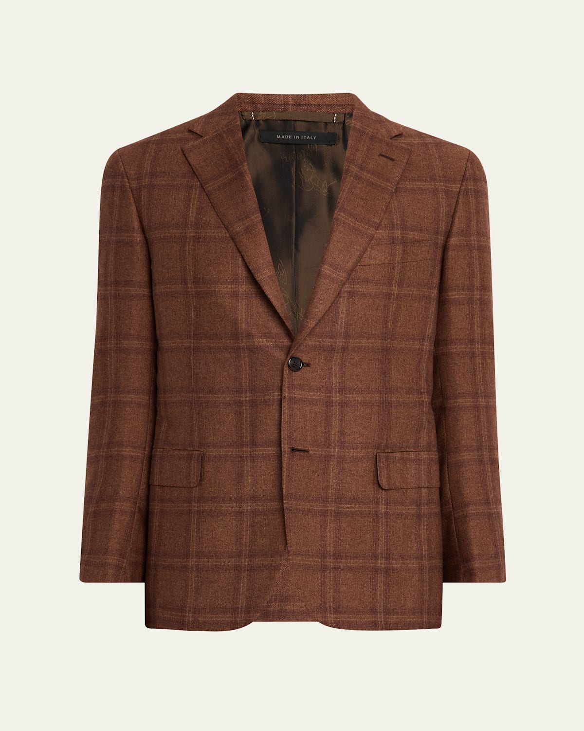 Men's Silk and Cashmere Tonal Plaid Sport Coat