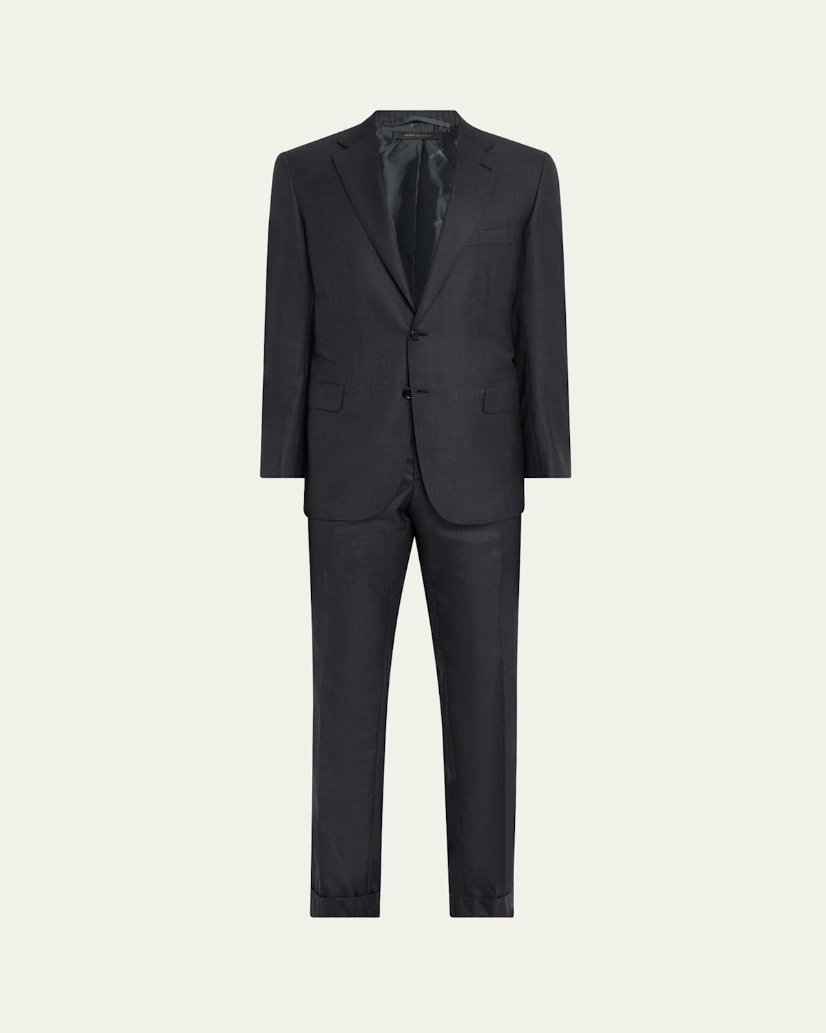 Men's Wool and Silk Tonal Check Two-Piece Suit