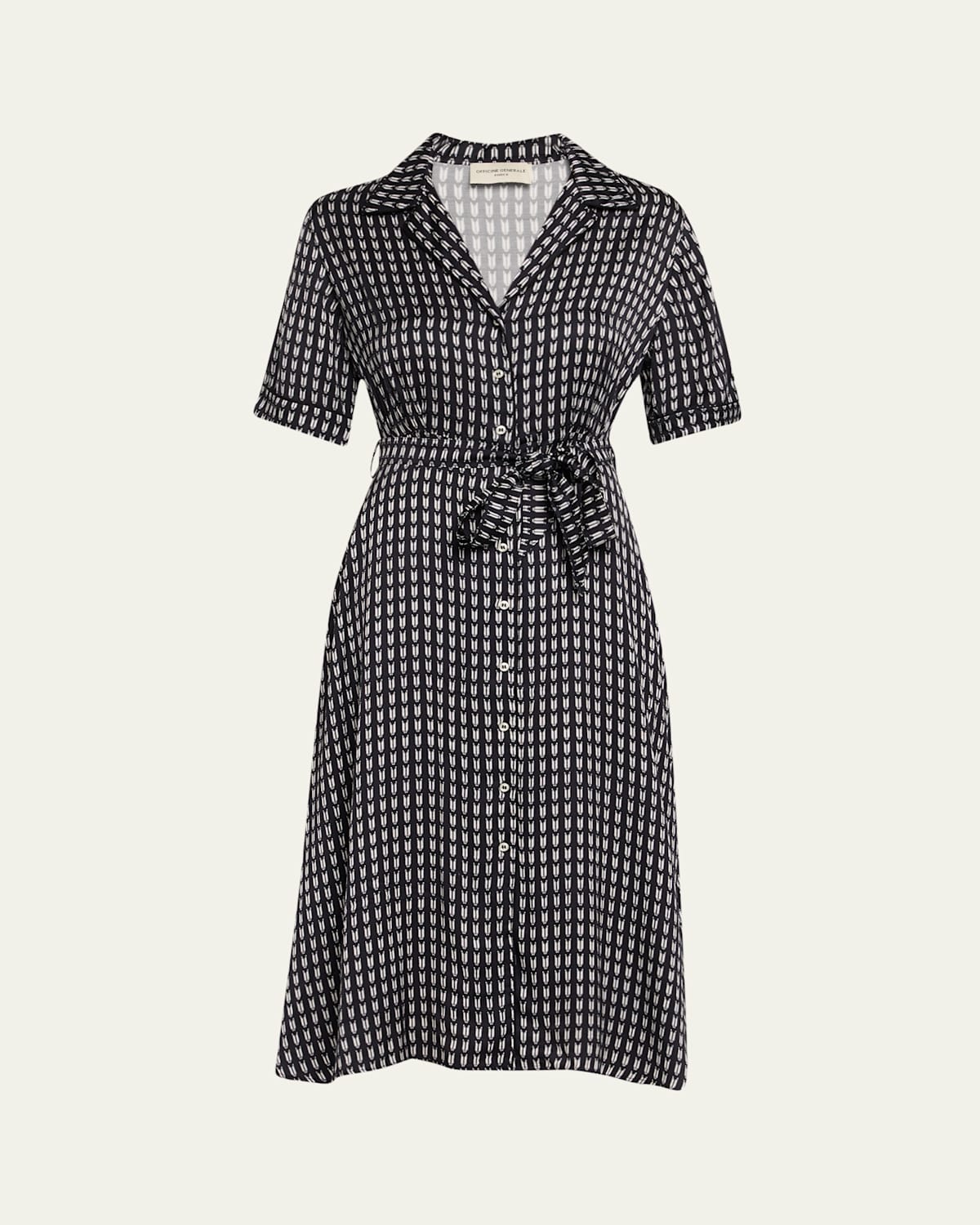 Benedicte Short-Sleeve Tulip-Print Shirtdress