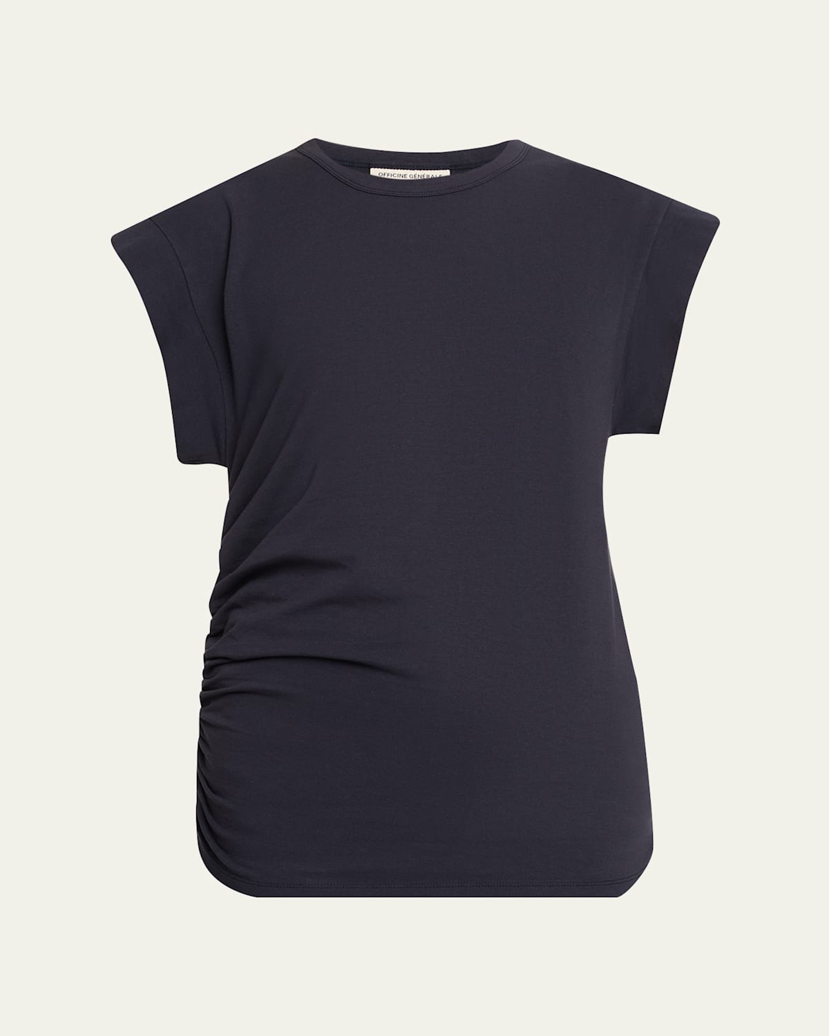 Officine Generale Inaya Asymmetric Jersey Tee In Black