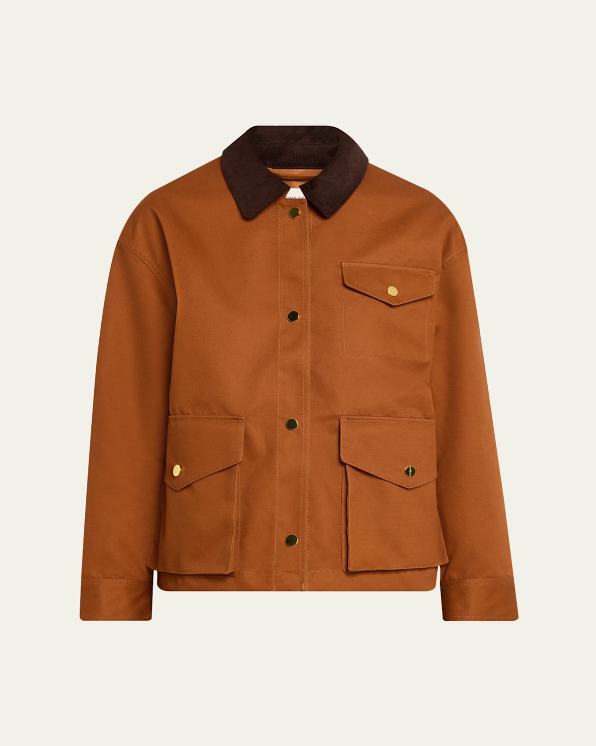 Officine Generale Yolande Technical Cotton Barn Jacket In Brown