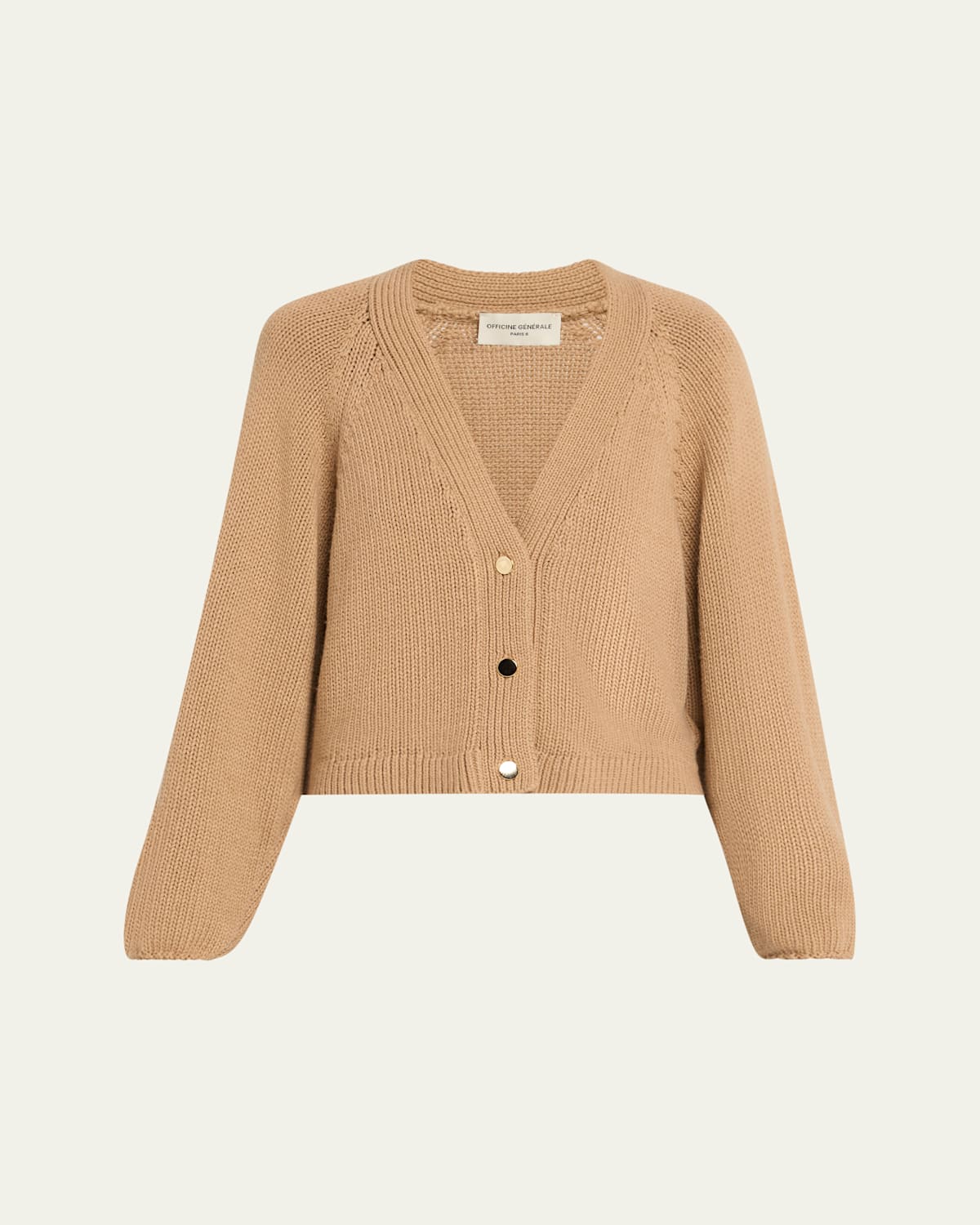 Officine Generale Jaimie Italian Wool Cardigan In Brown
