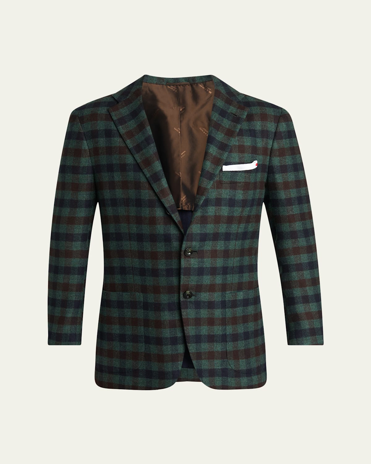 Men's Cashmere and Silk Check Single-Breasted Sport Coat