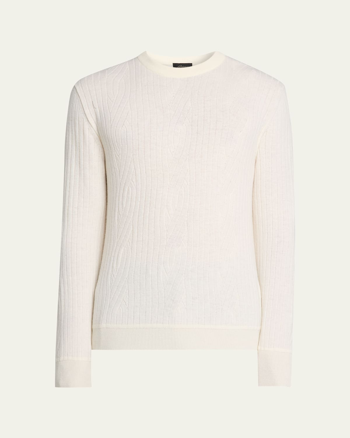 Brioni Men's Wool And Cashmere Cable Knit Crewneck Sweater In White