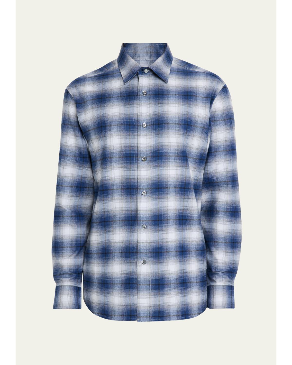 Men'S Cotton Flannel Check Sport Shirt
