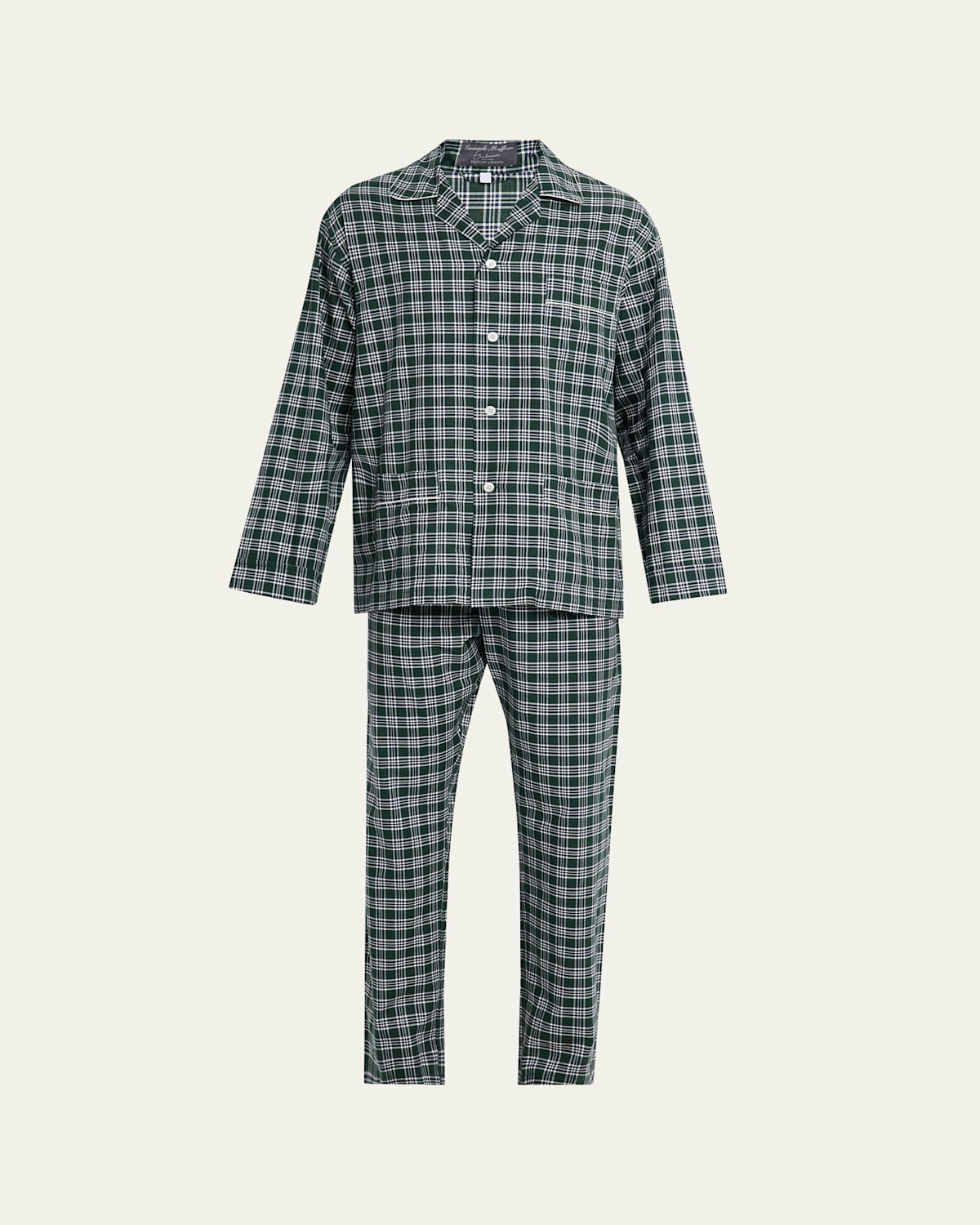 Emanuele Maffeis Men's Plaid Cotton Flannel Long Pajama Set In Blue
