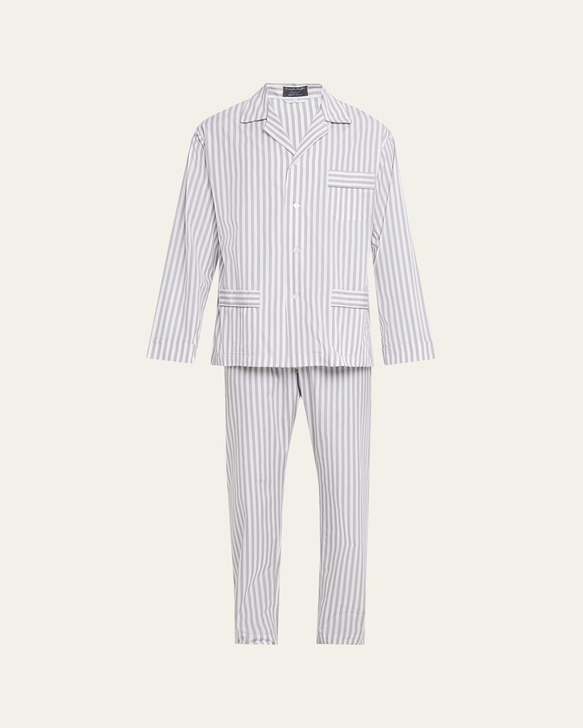 Emanuele Maffeis Men's Cotton Candy Stripe Long Pajama Set In Gray