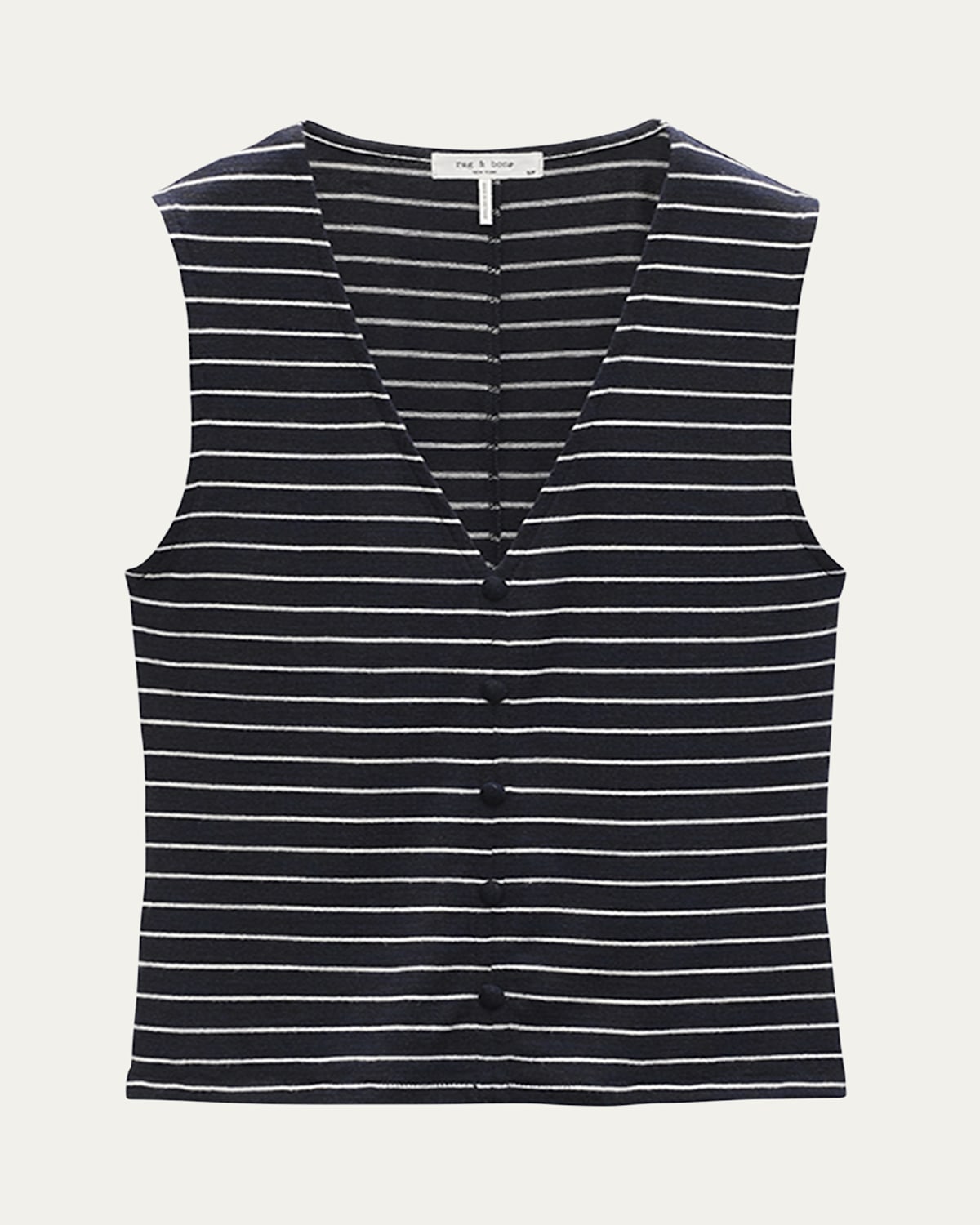 Rag & Bone The Knit Stripe Button Up Tank Navy Multi In Black