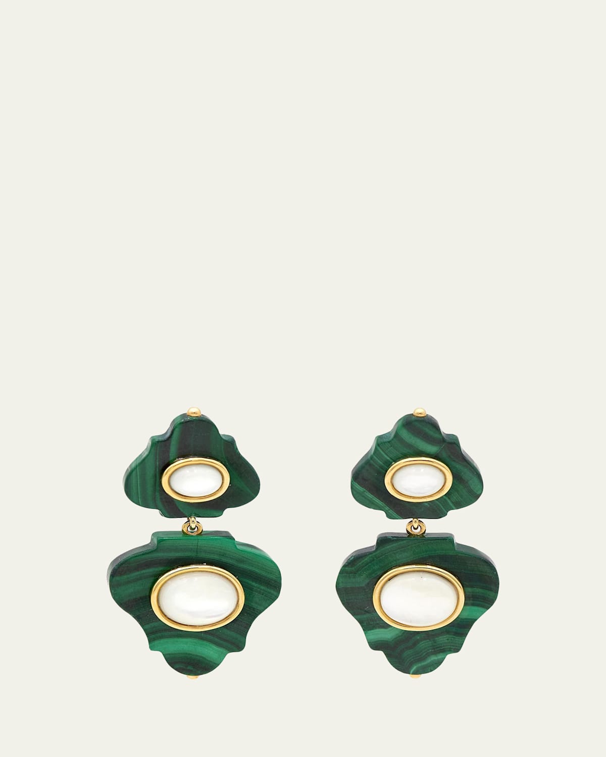 Grazia And Marica Vozza Window of Light Earrings with Malachite and Mother of Pearl