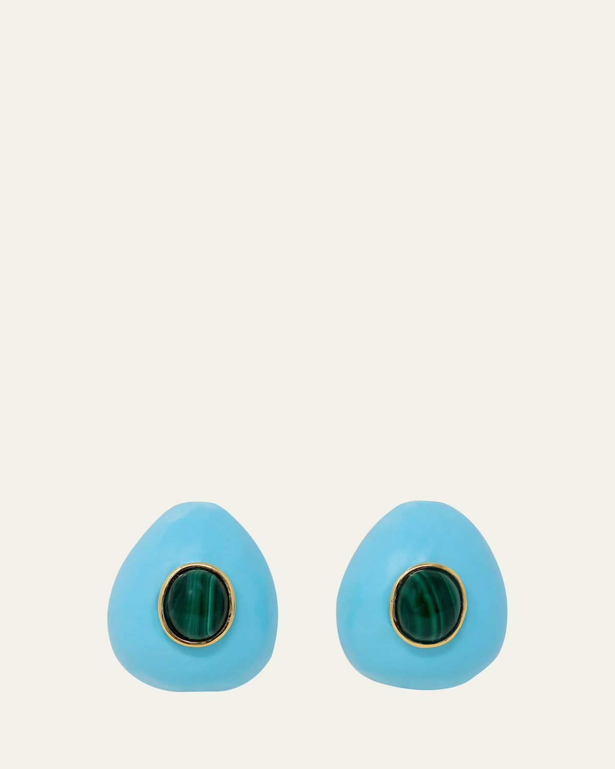 Grazia And Marica Vozza Turquoise Resin and Malachite Drop Shape Earrings