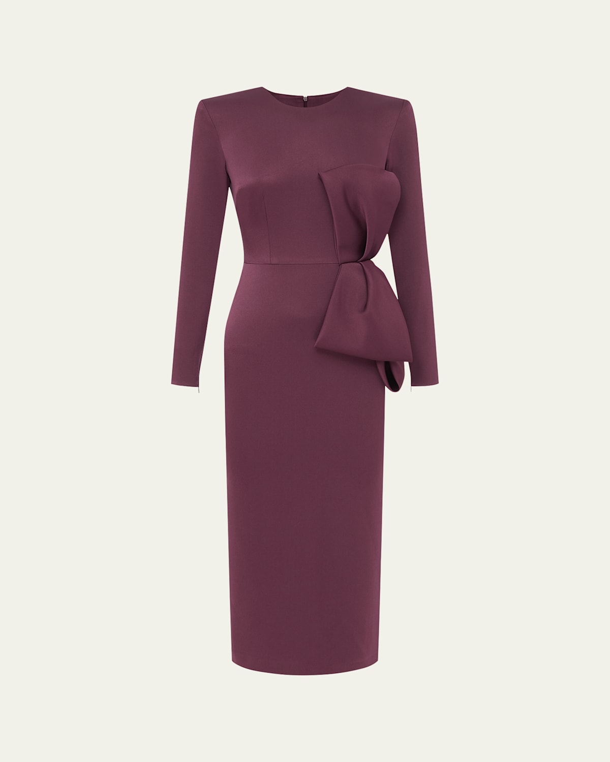 Alex Perry Bow Satin Crepe Long-sleeve Midi Dress In Pink