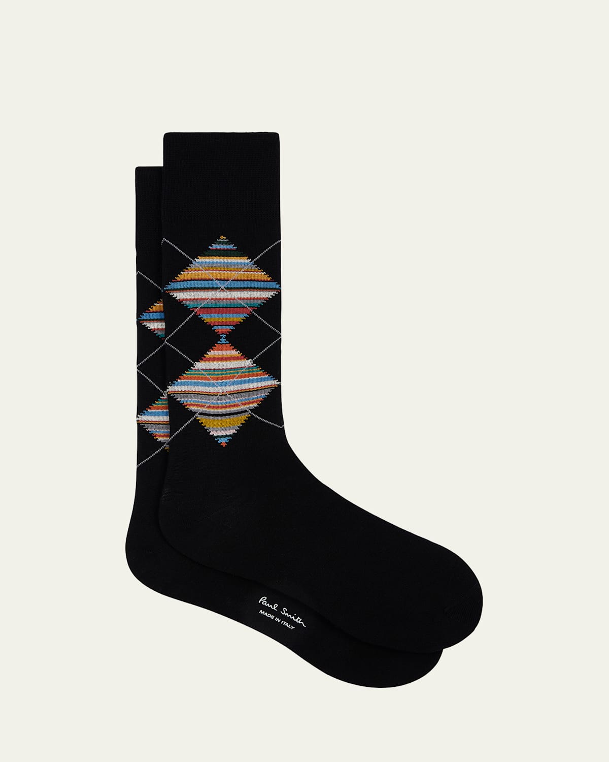 Paul Smith Black 'signature Stripe' Argyle Socks In Black