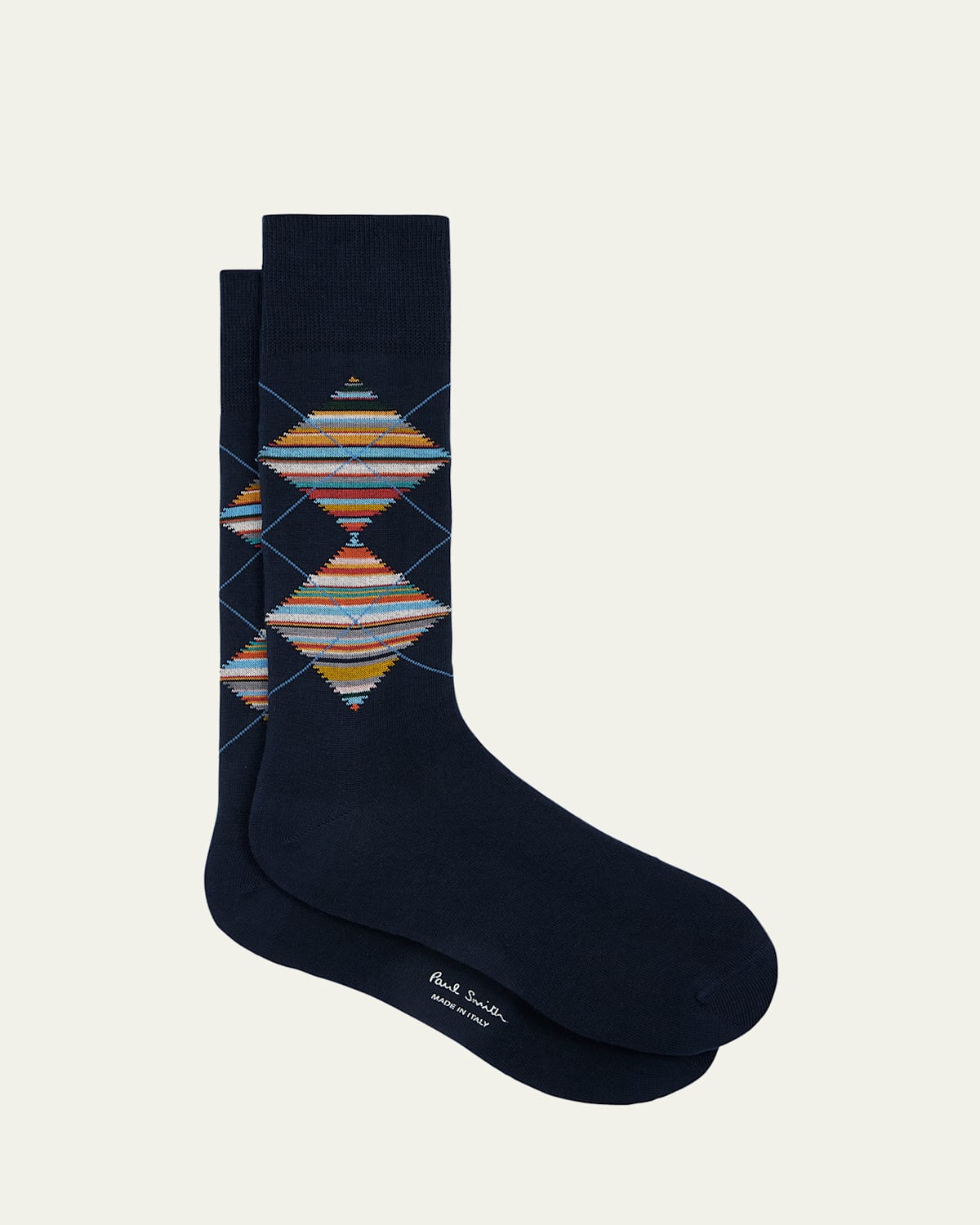 Paul Smith Navy 'signature Stripe' Argyle Socks Blue