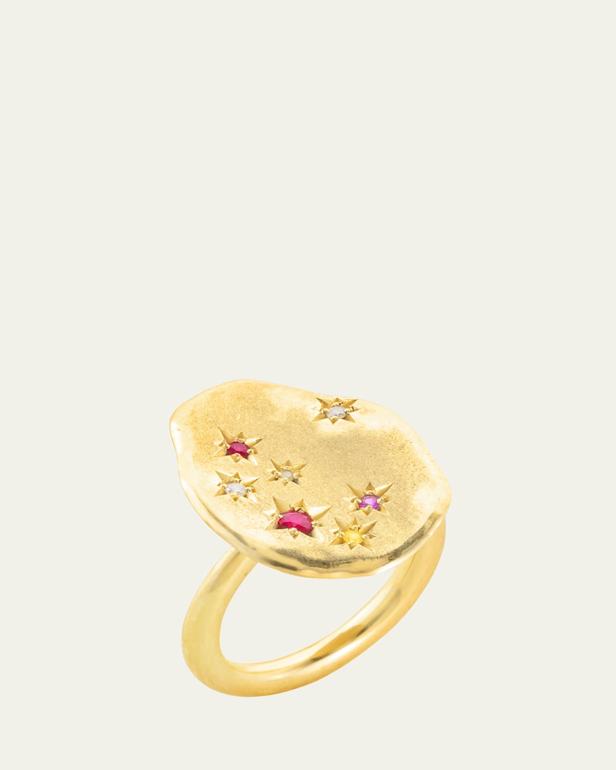 18K Yellow Gold Starry Night Ring, Size 7