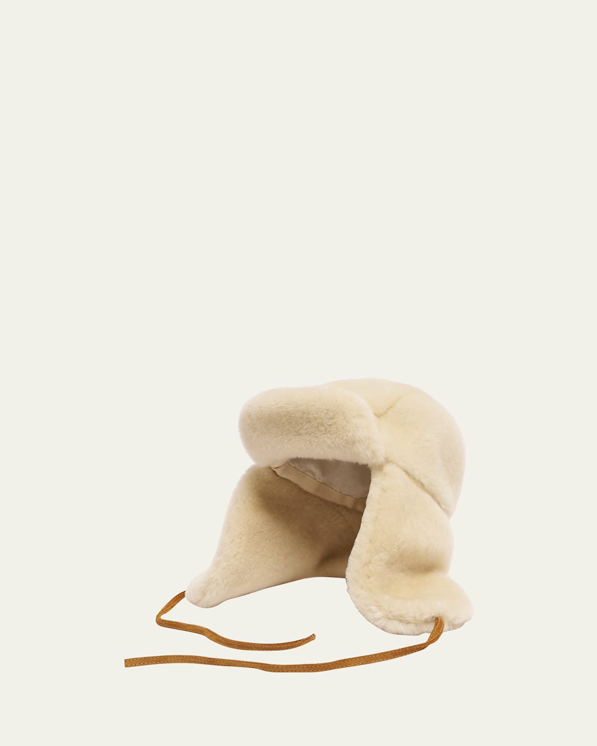 Jacquemus La Chapka Genuine Shearling Trapper Hat In White