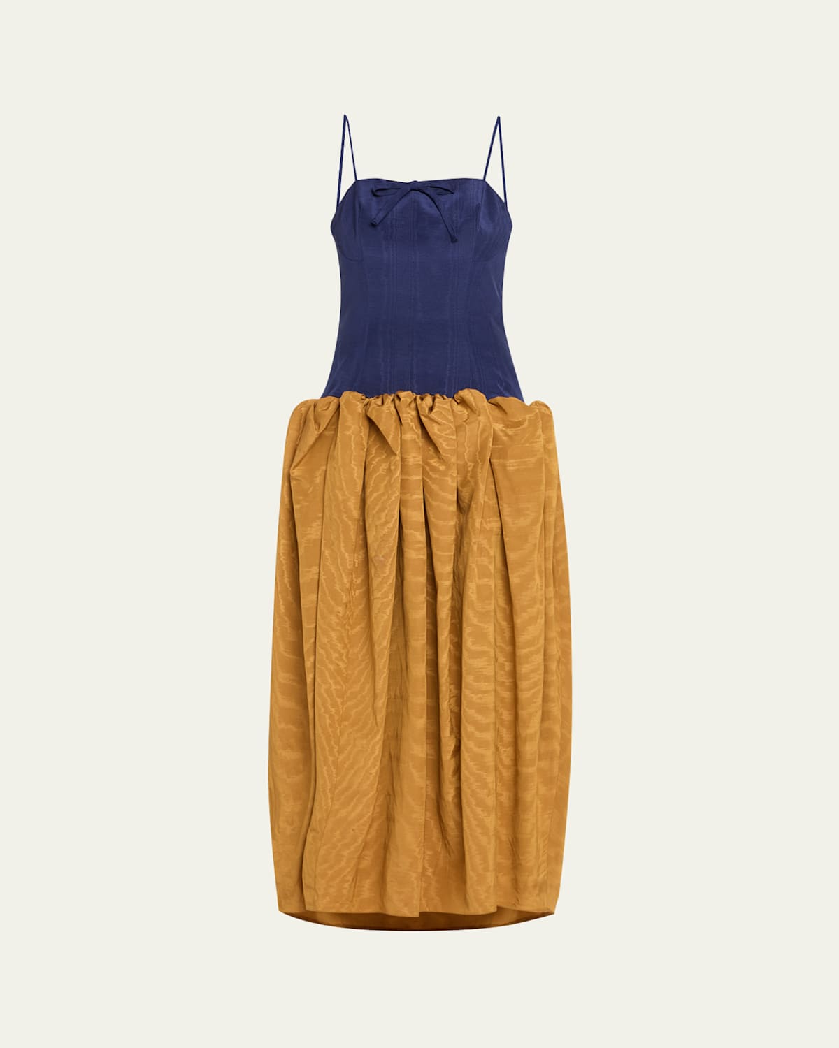 Rosie Assoulin Fifi Drop-waist Spaghetti Strap Bubble Gown In Blue