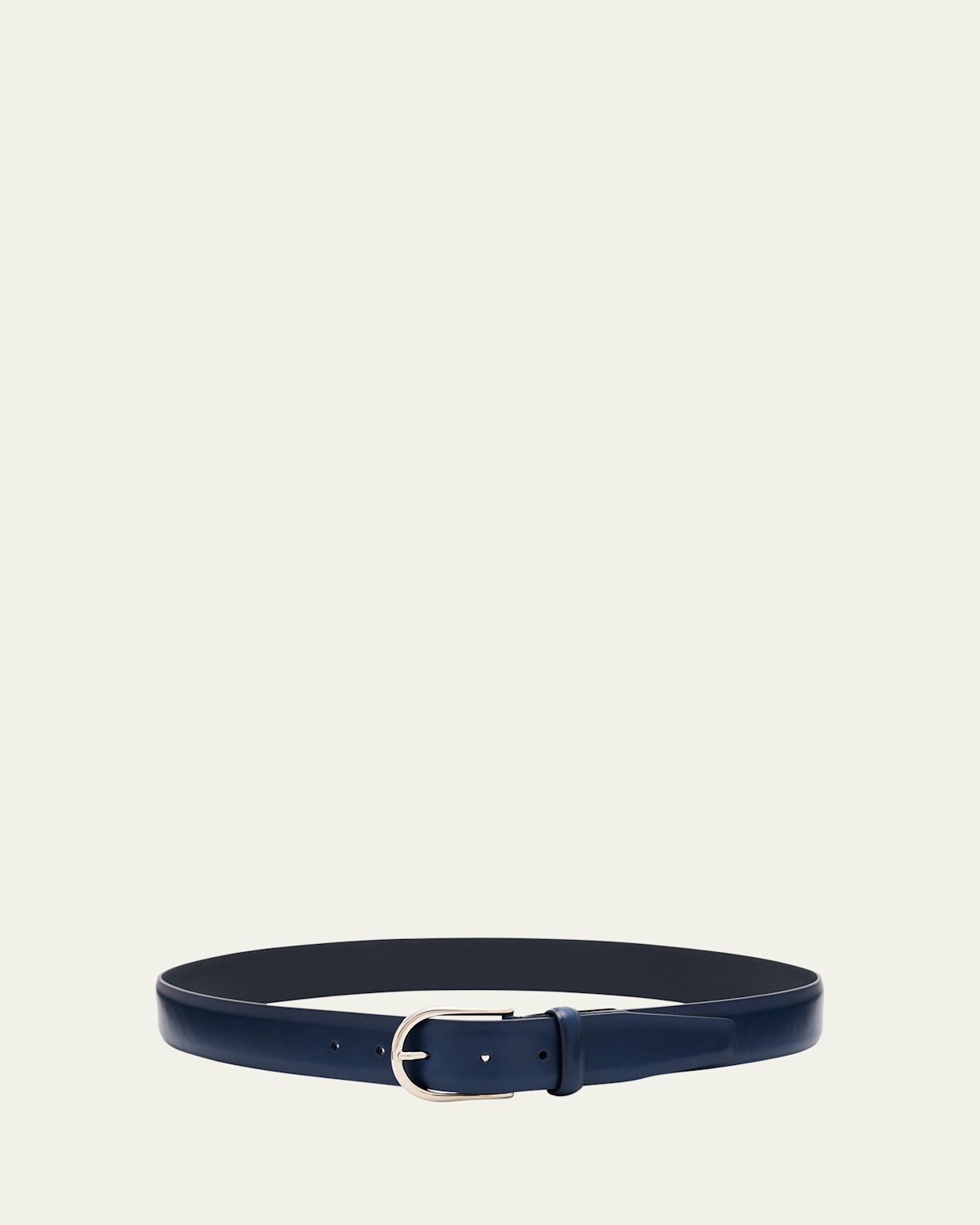 Men's Round-Buckle Leather Belt