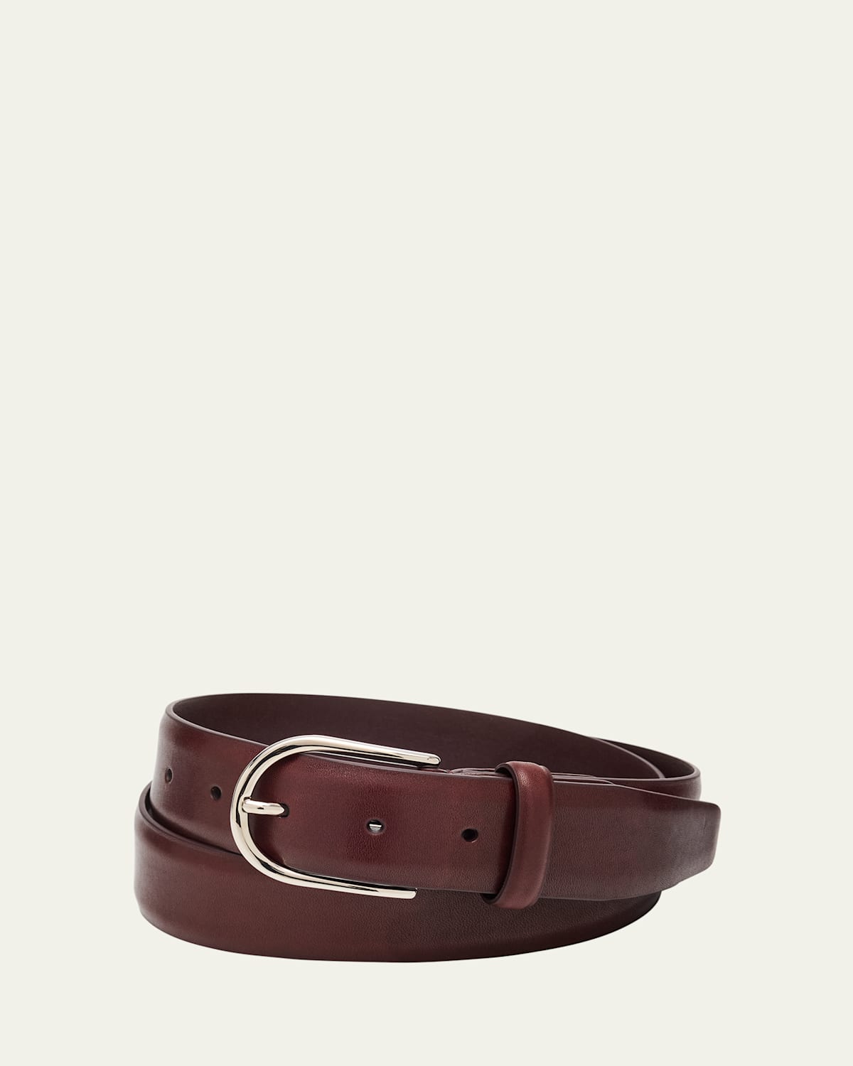 Men's Round-Buckle Leather Belt