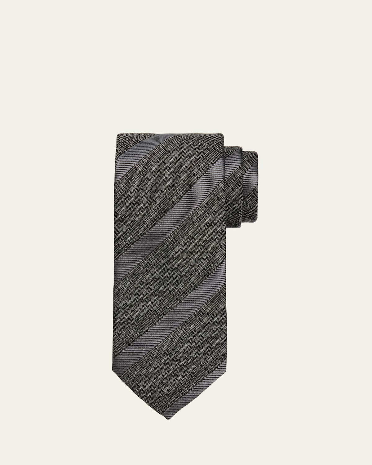Brioni Men's Cotton And Silk Regimental Stripe Tie In Gray