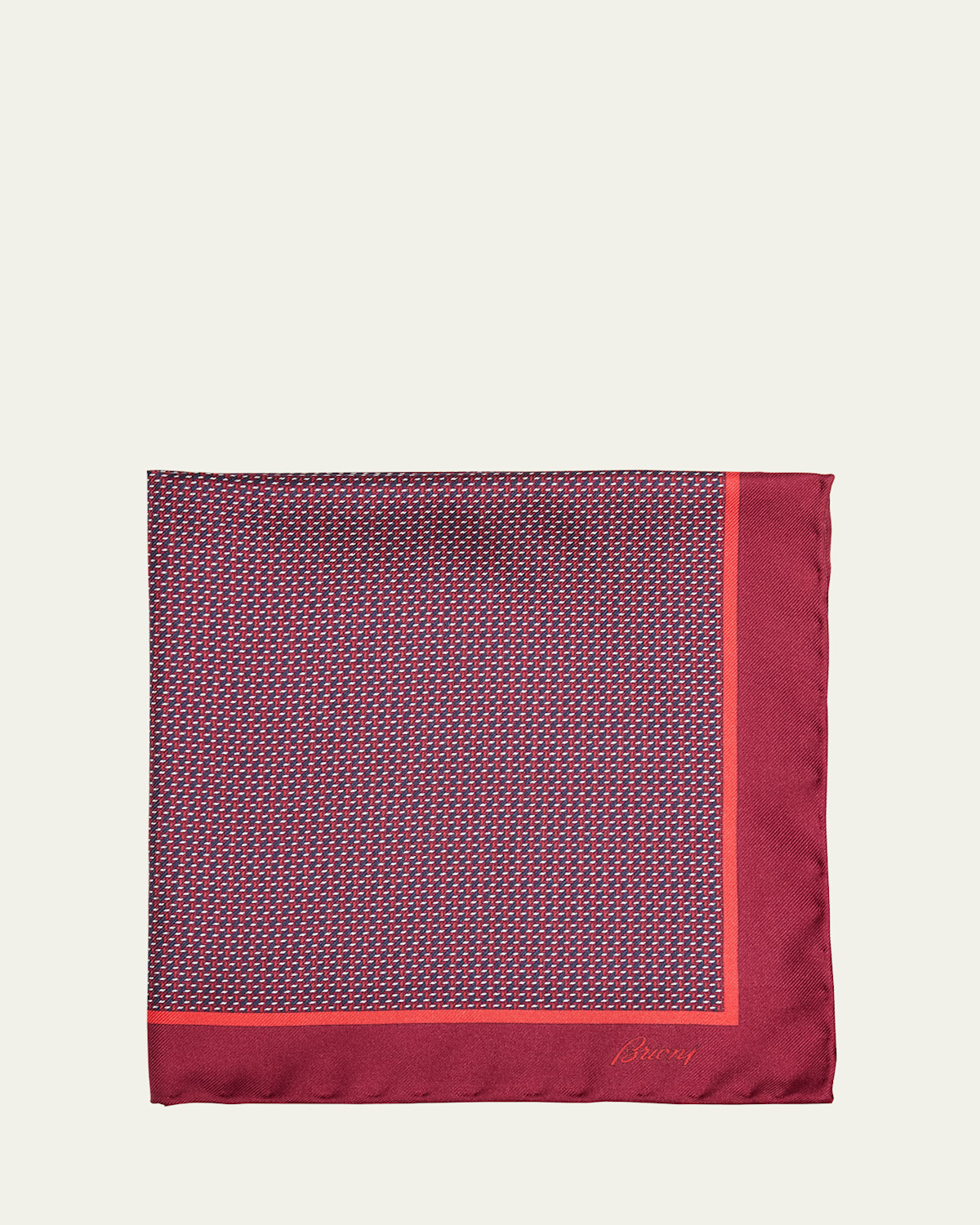 Brioni Men's Geometric Zig-Zag Silk Pocket Square