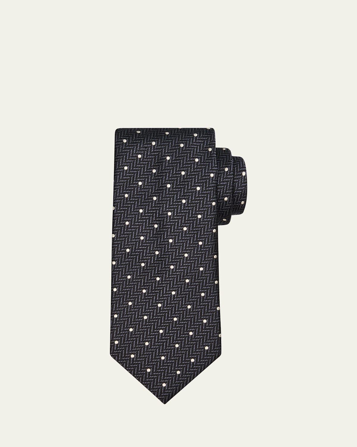 Men's Herringbone Polka Dot Silk Tie