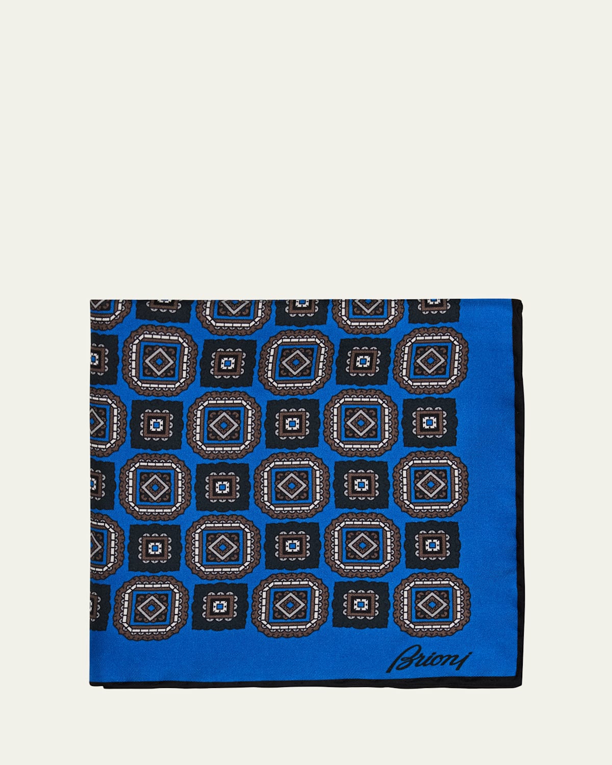 Men's Square Medallion Silk Pocket Square