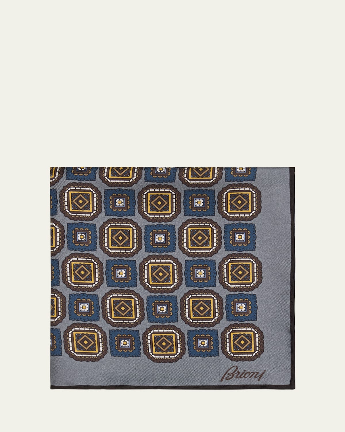 Brioni Men's Square Medallion Silk Pocket Square