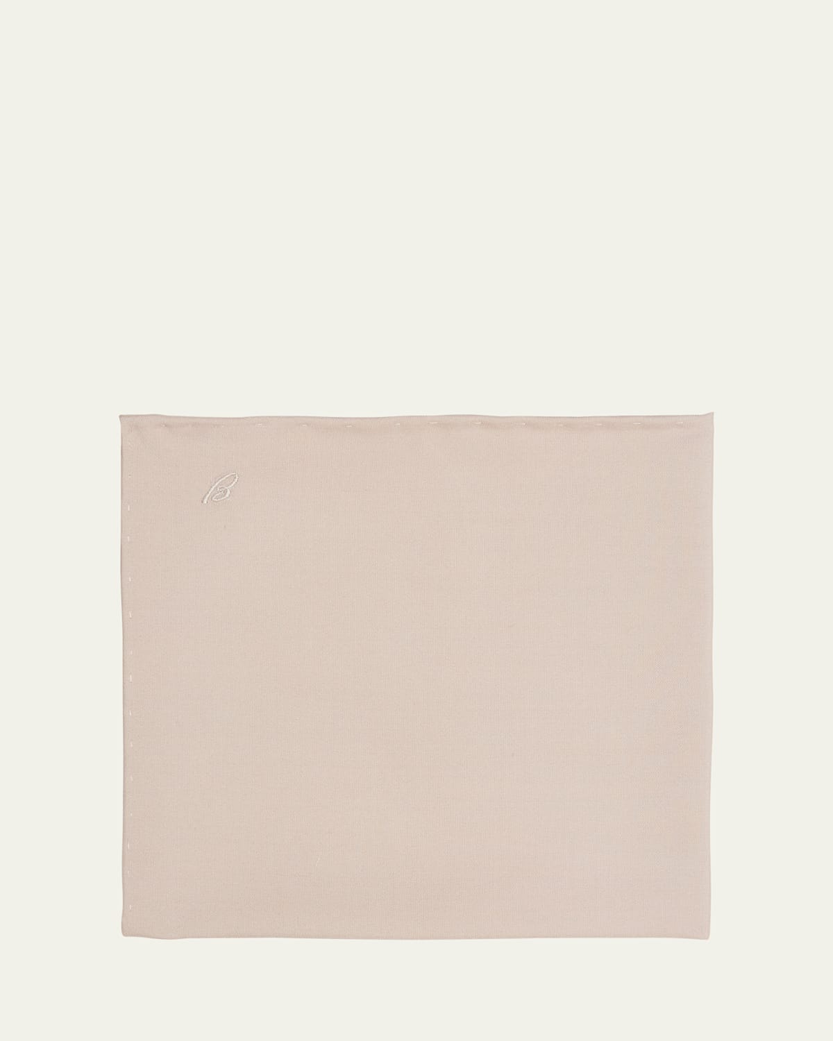 Brioni Men's Silk Poplin Embroidered Monogram Pocket Square In Pink