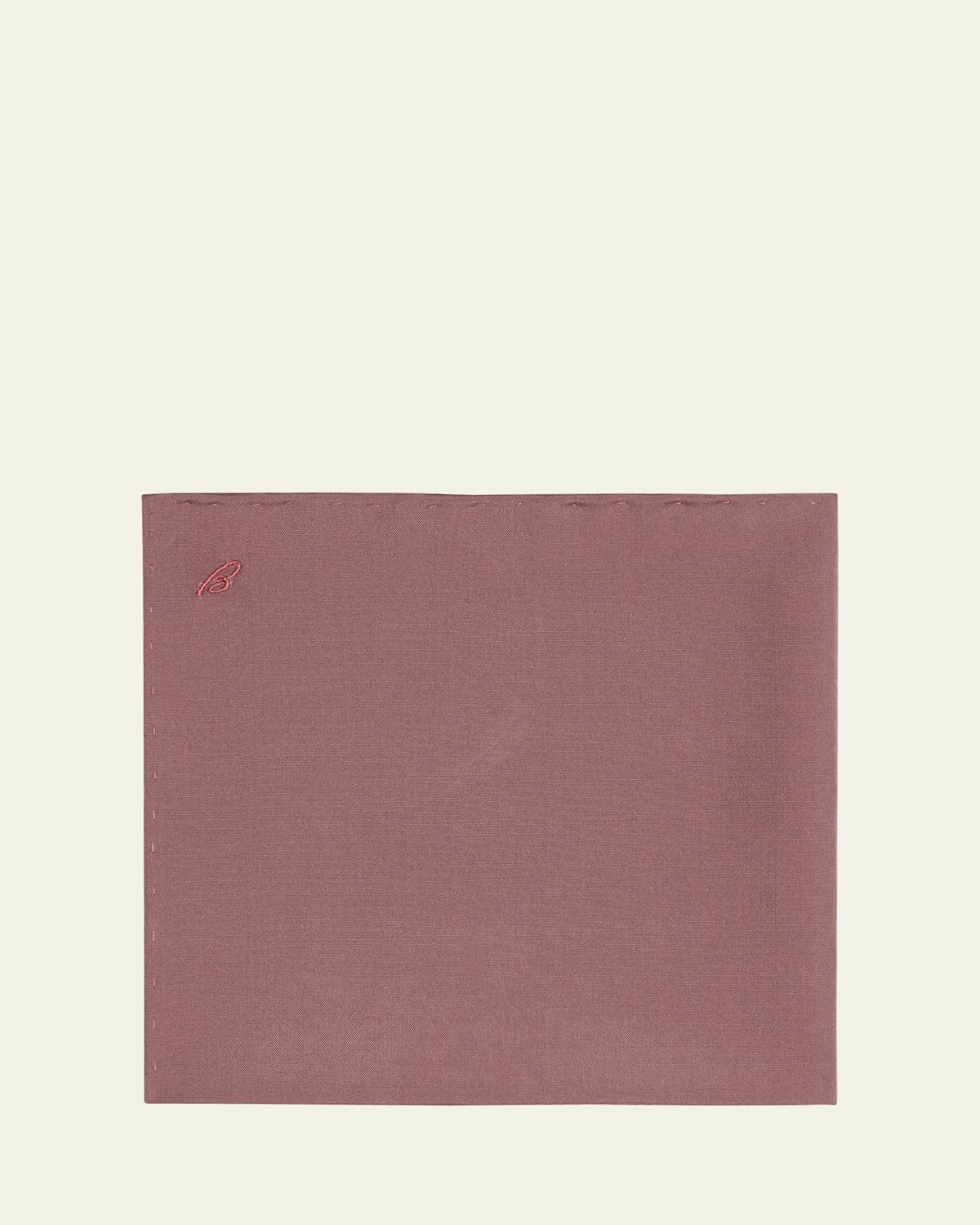 Men's Silk Poplin Embroidered Monogram Pocket Square