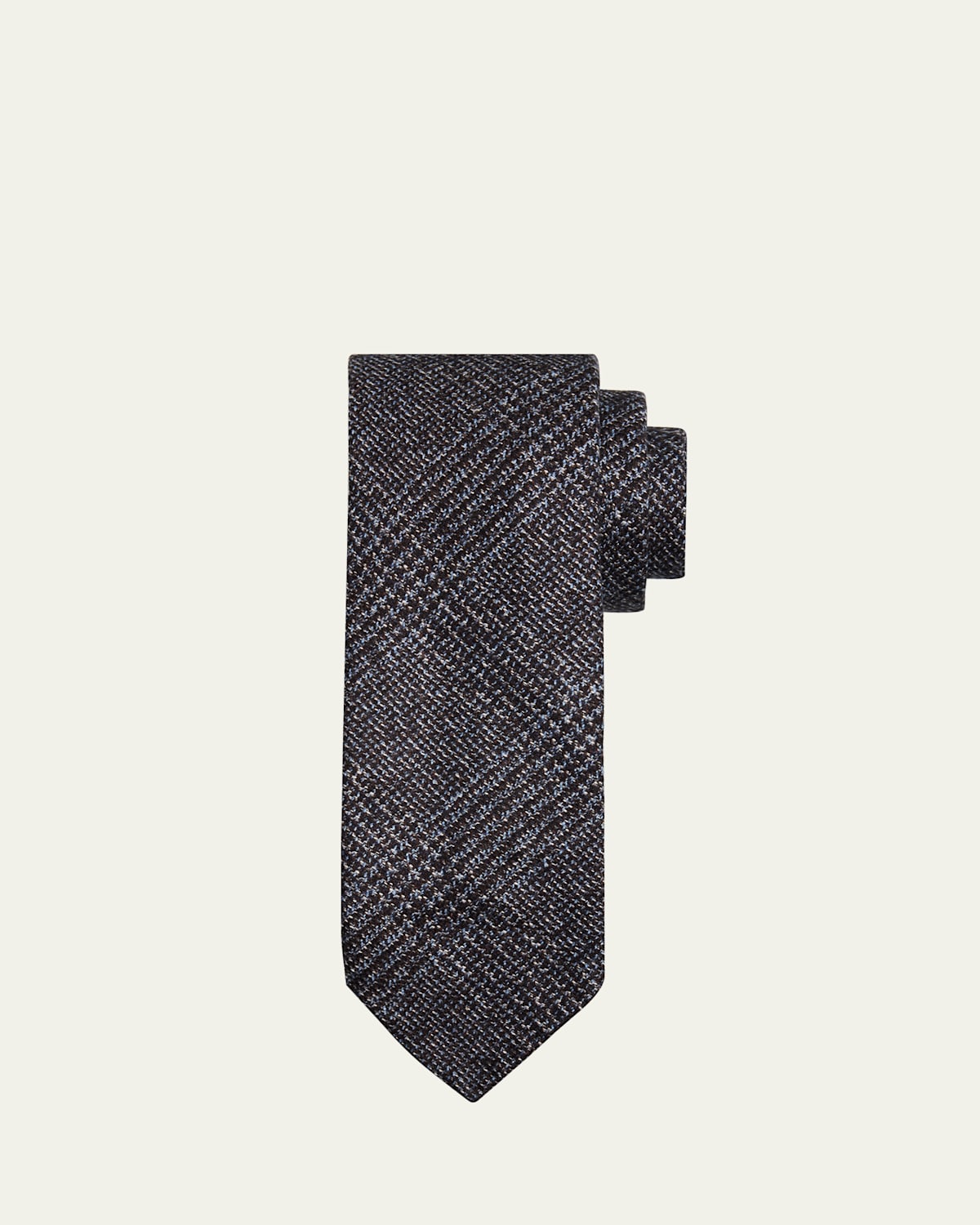 Brioni Men's Silk And Cashmere Prince Of Wales Tie In Gray