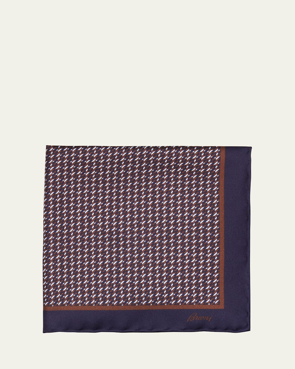 Brioni Men's Geometric Zig-Zag Silk Pocket Square