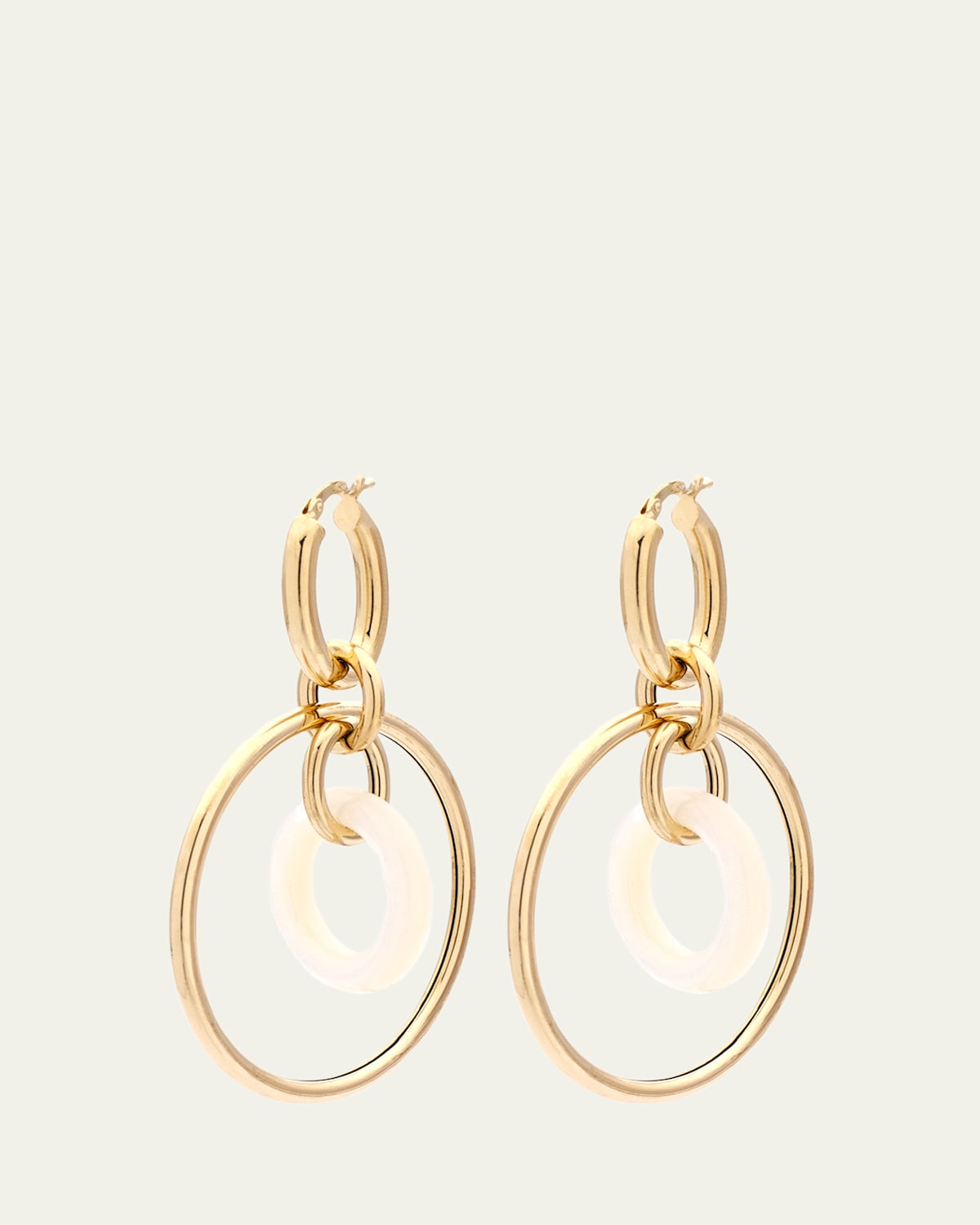 18K Yellow Gold Small Mother of Pearl Orbite Earrings
