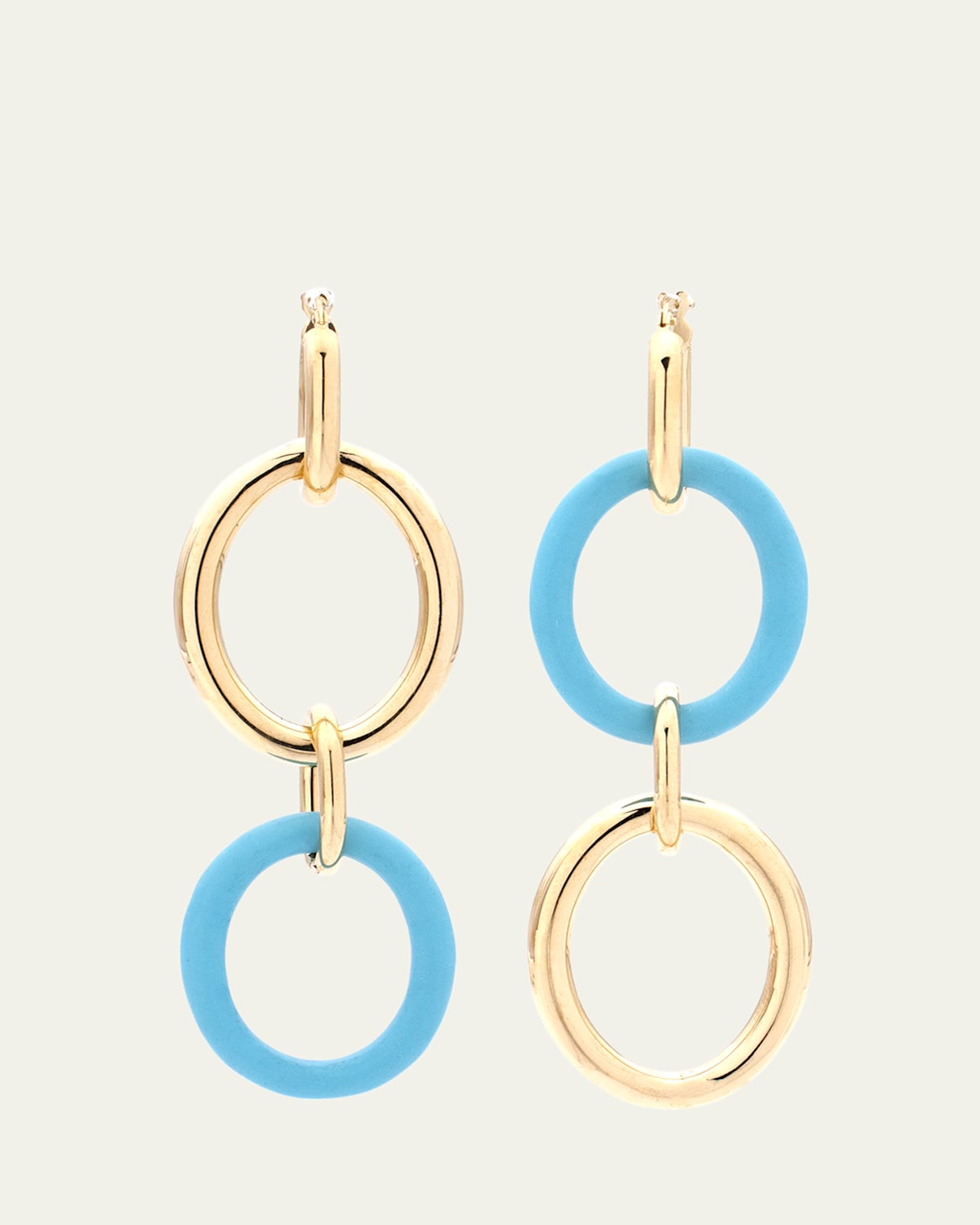 18K Yellow Gold Small Turquoise Interchangeable Drop Earrings