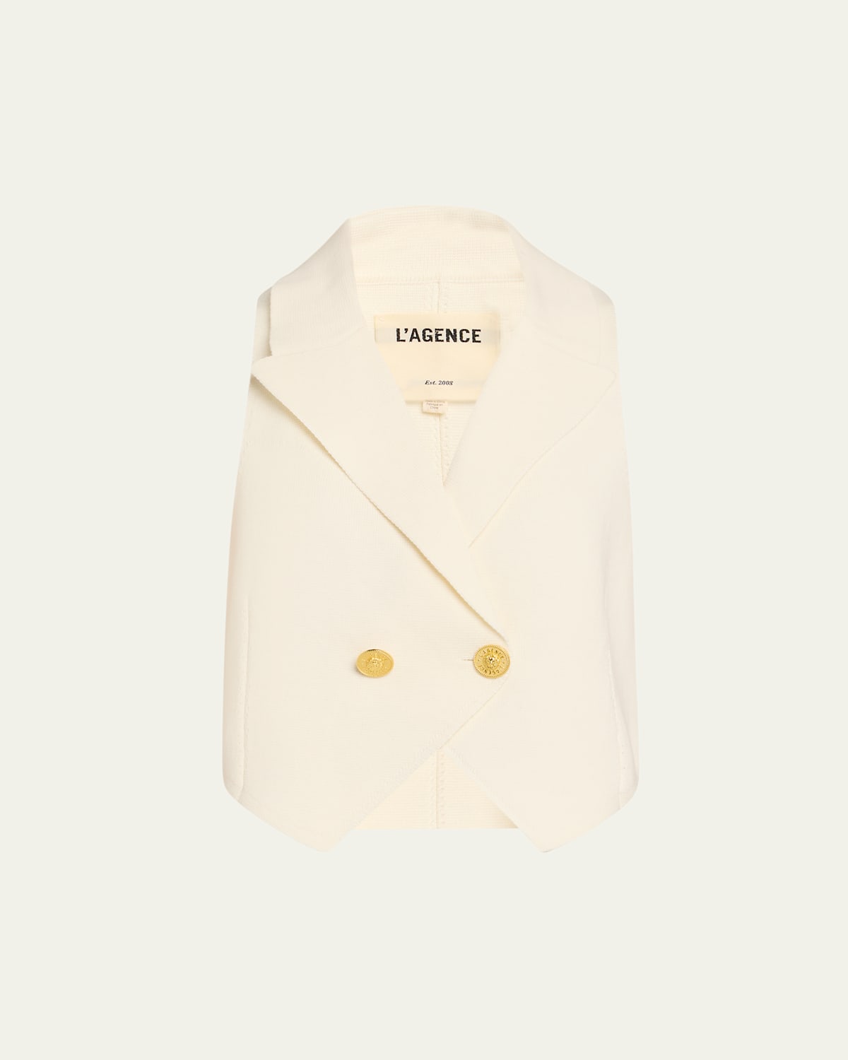 L'agence Zadie Knit Double-breasted Vest In Gold