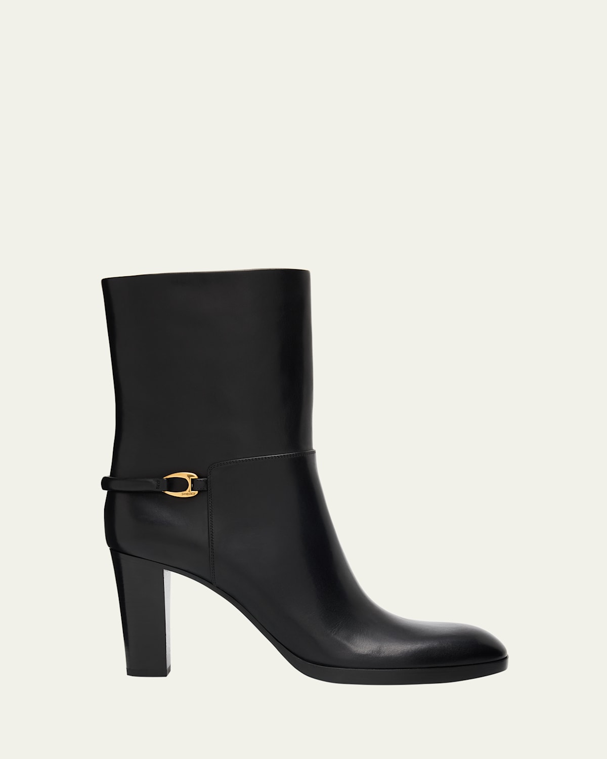 Saint Laurent Sulpice Smooth Leather Booties In Black