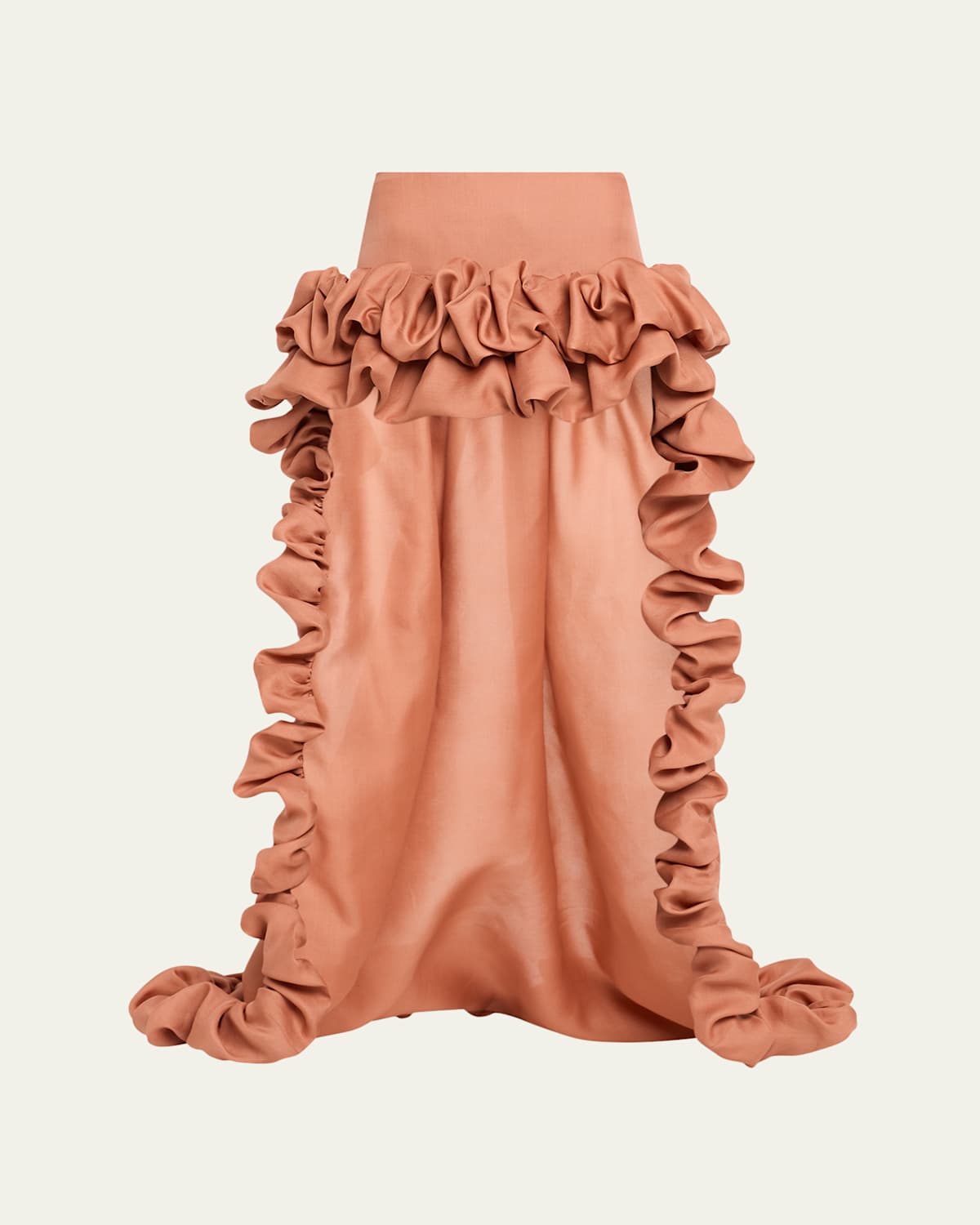 Saint Laurent Ruffled High-low Silk Skirt